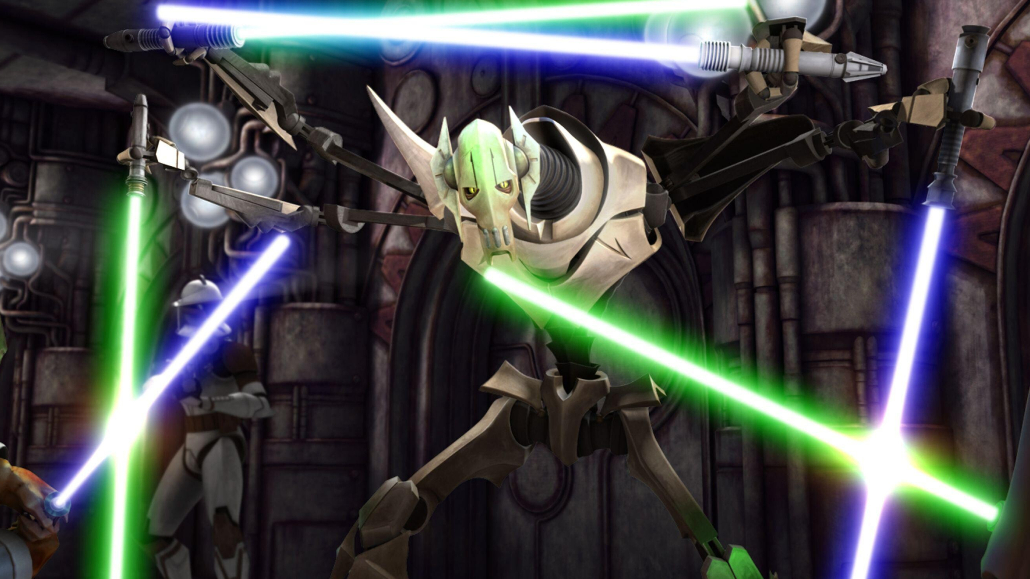 General Grievous: The Supreme Commander of the Confederacy of Independent Systems' Droid Armies, The Clone Wars. 3600x2030 HD Background.