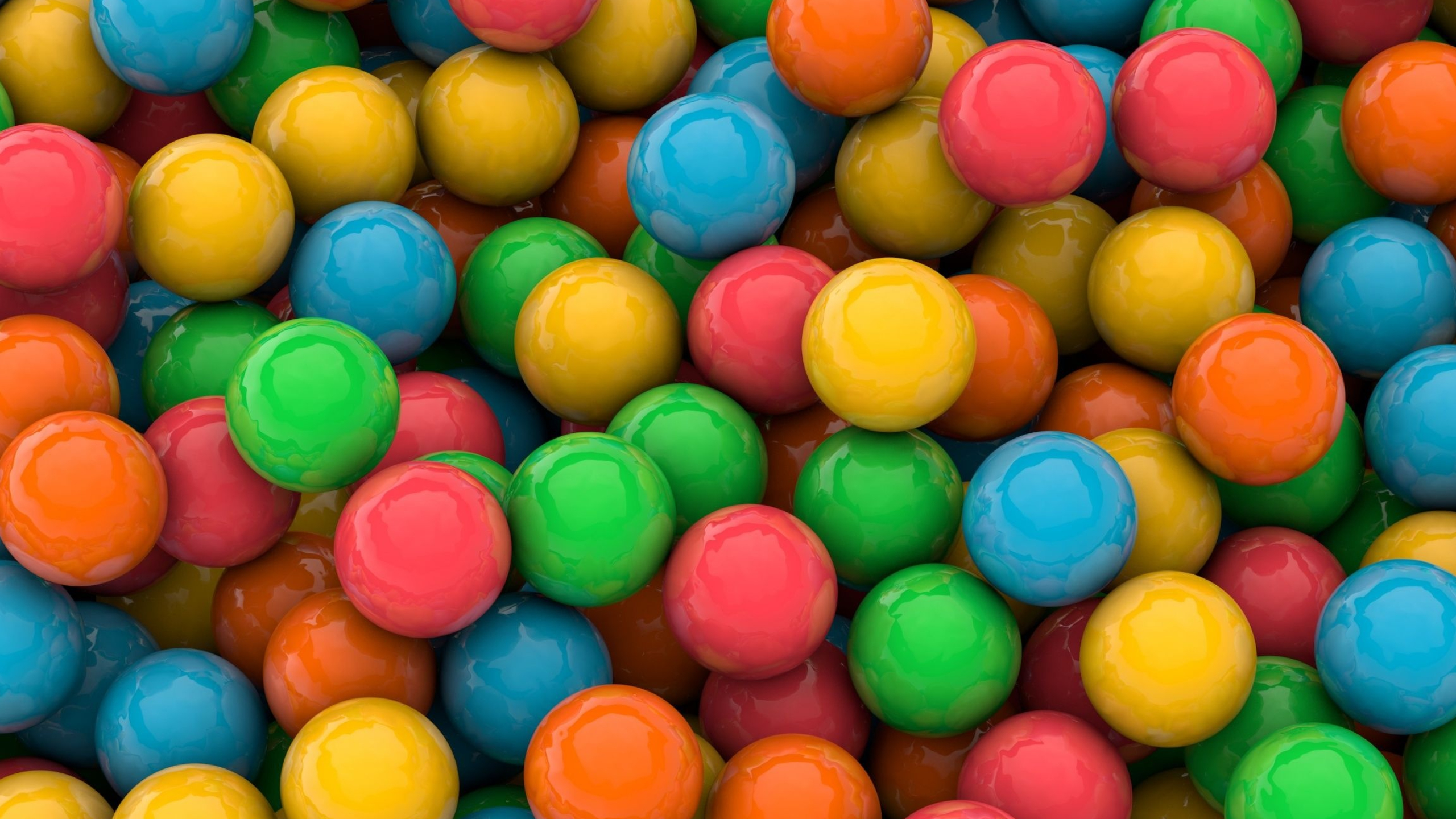 Colorful balls, Bubble gum delight, Sweet treat, Vibrant colors, 2560x1440 HD Desktop