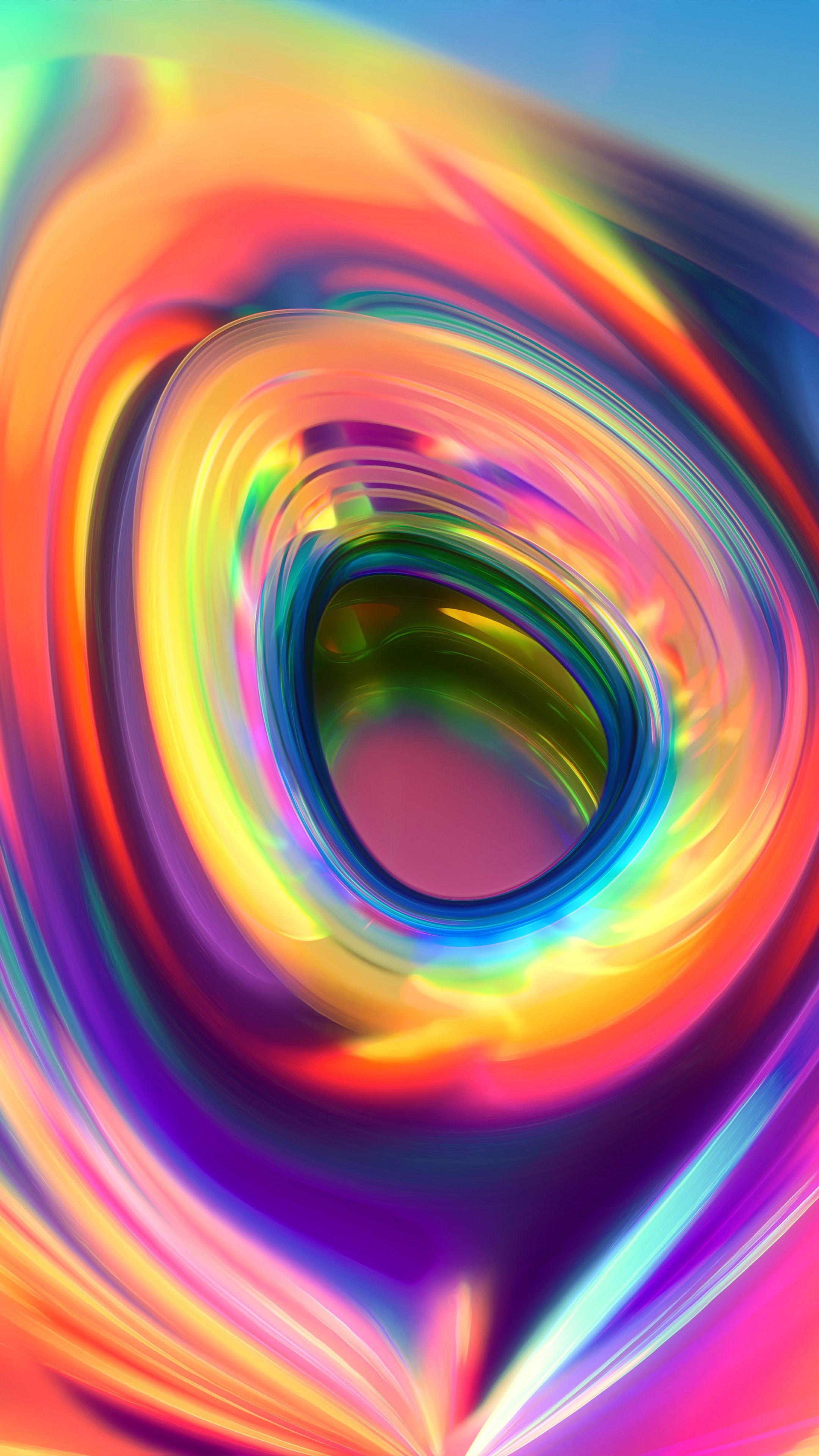 Holographic circles, Rainbow colors, Abstract art, Mesmerizing wallpapers, 2160x3840 4K Phone