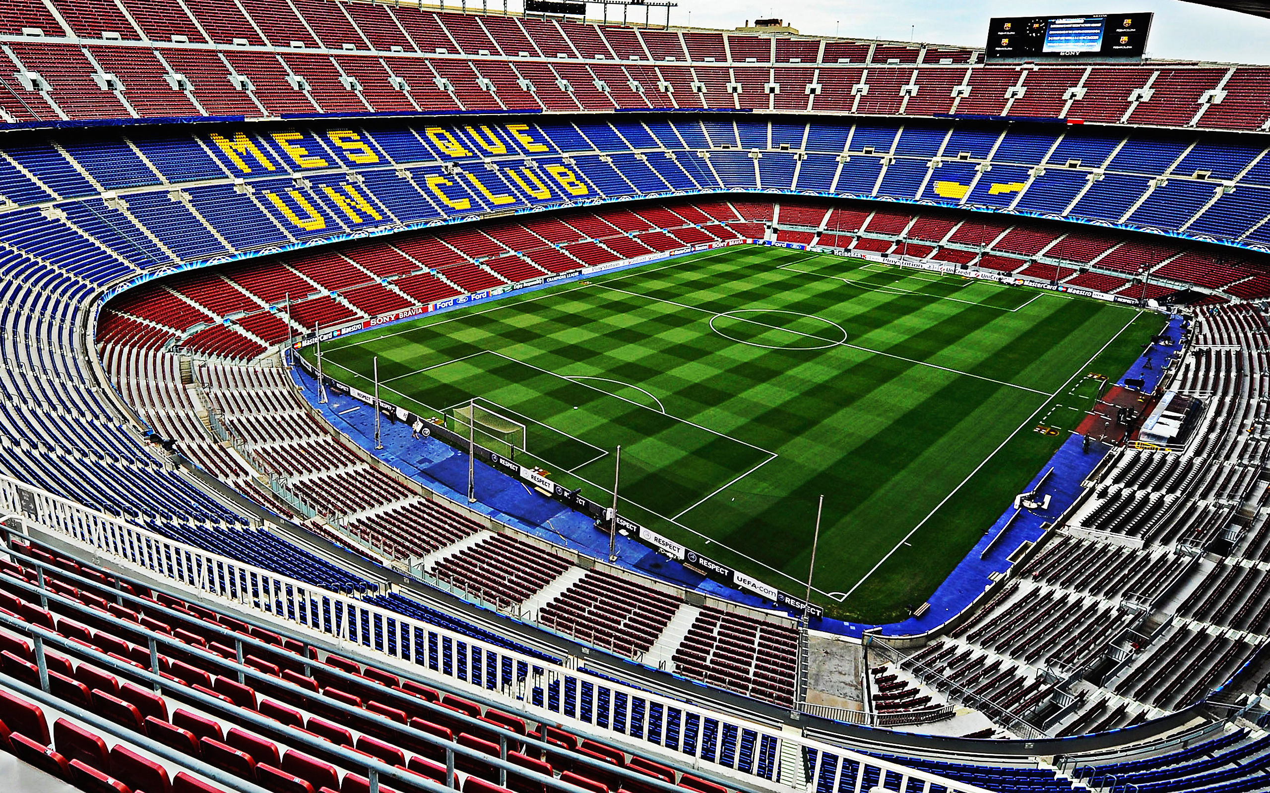 Camp Nou Stadium, Barcelona, Football stadium interior, Sports arenas, 2560x1600 HD Desktop