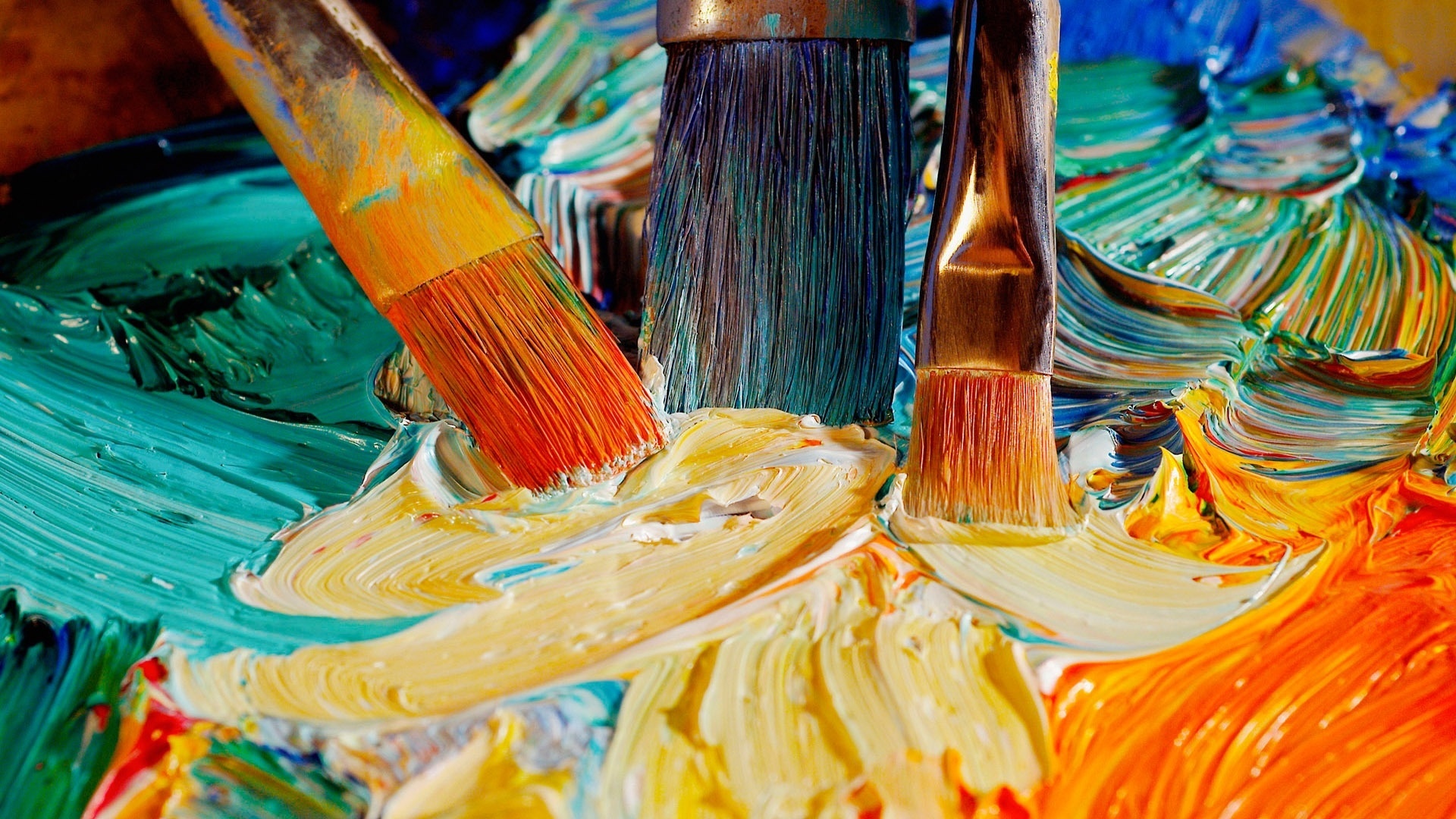 Brushes and paint wallpapers, Artistic tools, Creative expression, Textured background, 1920x1080 Full HD Desktop