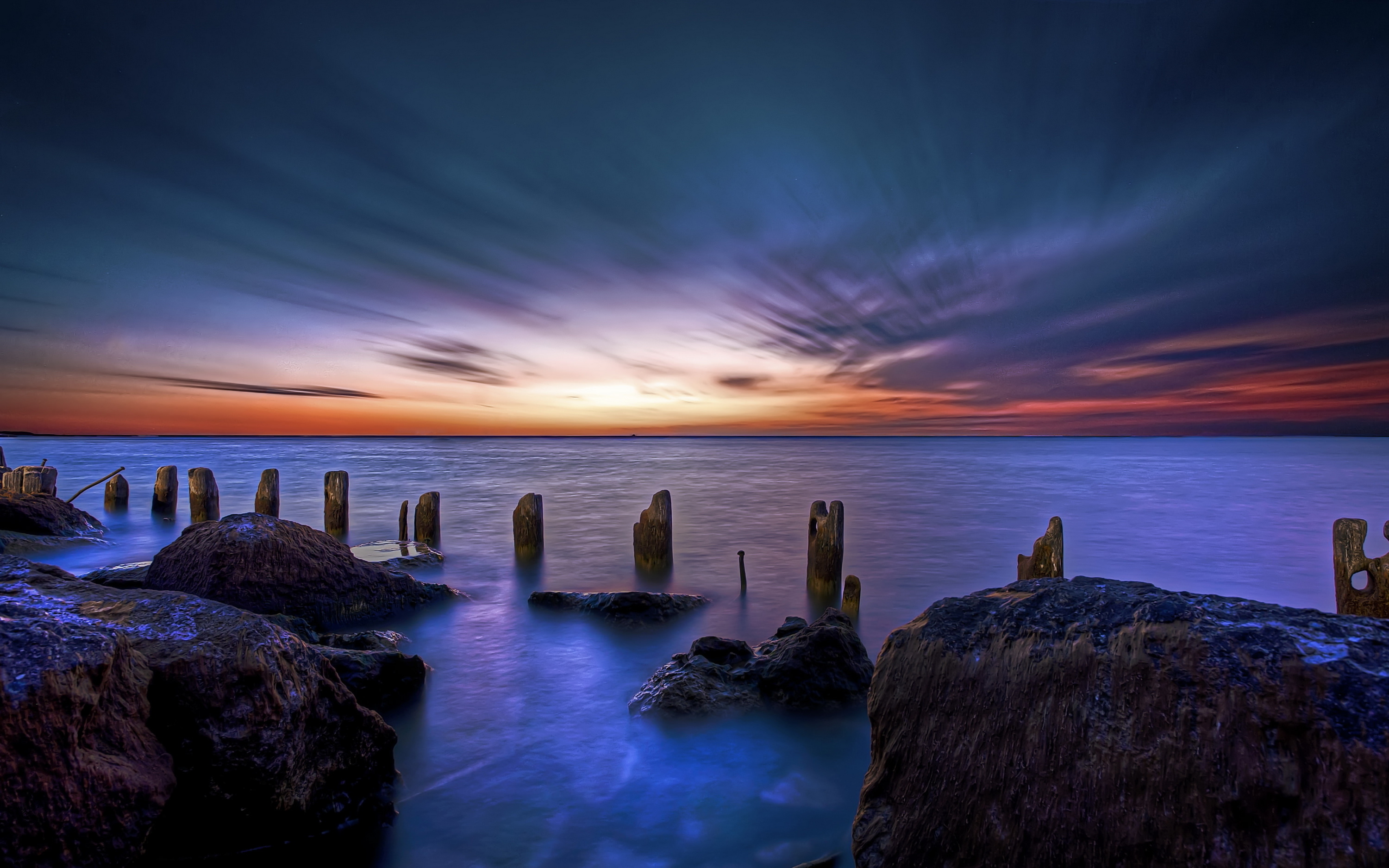 Picturesque ocean sunrise, Tranquil dawn, Breathtaking landscapes, Nature's wonders, 3000x1880 HD Desktop