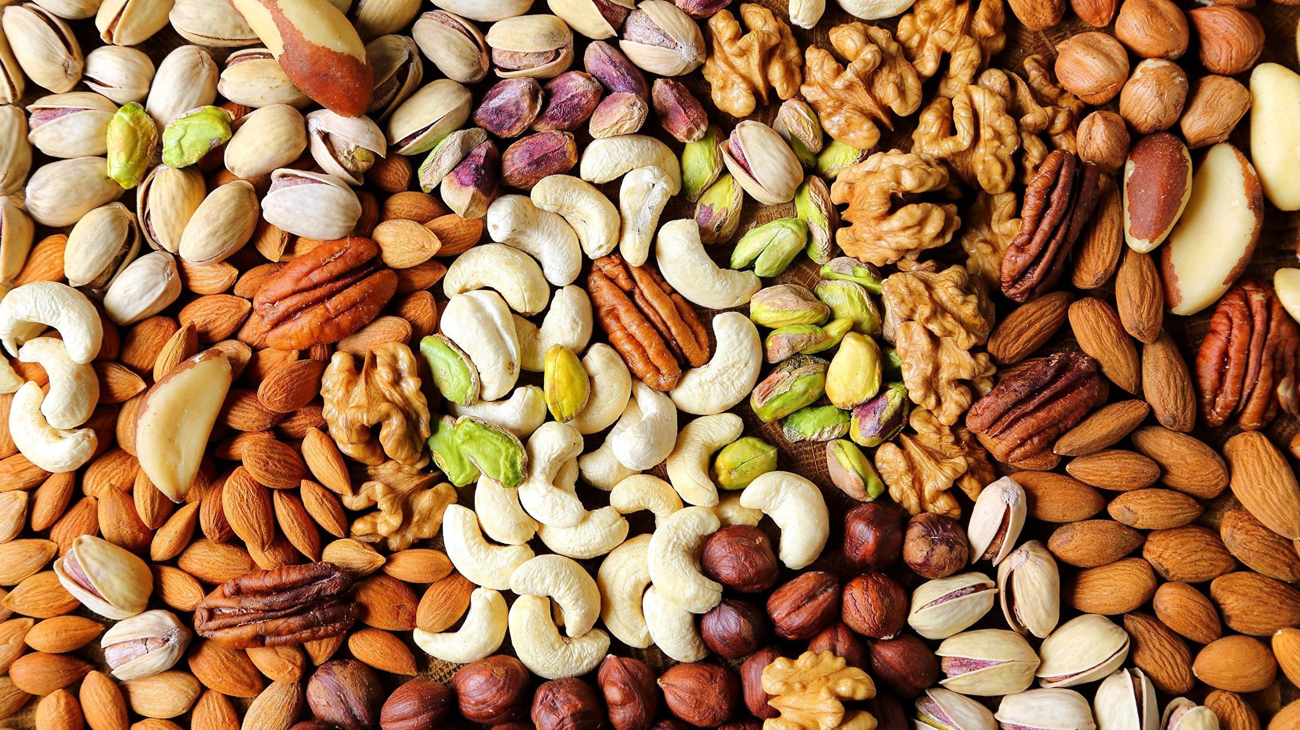 Cashew Nuts: A variety of nuts and seeds, Almonds, Walnuts. 2530x1420 HD Wallpaper.