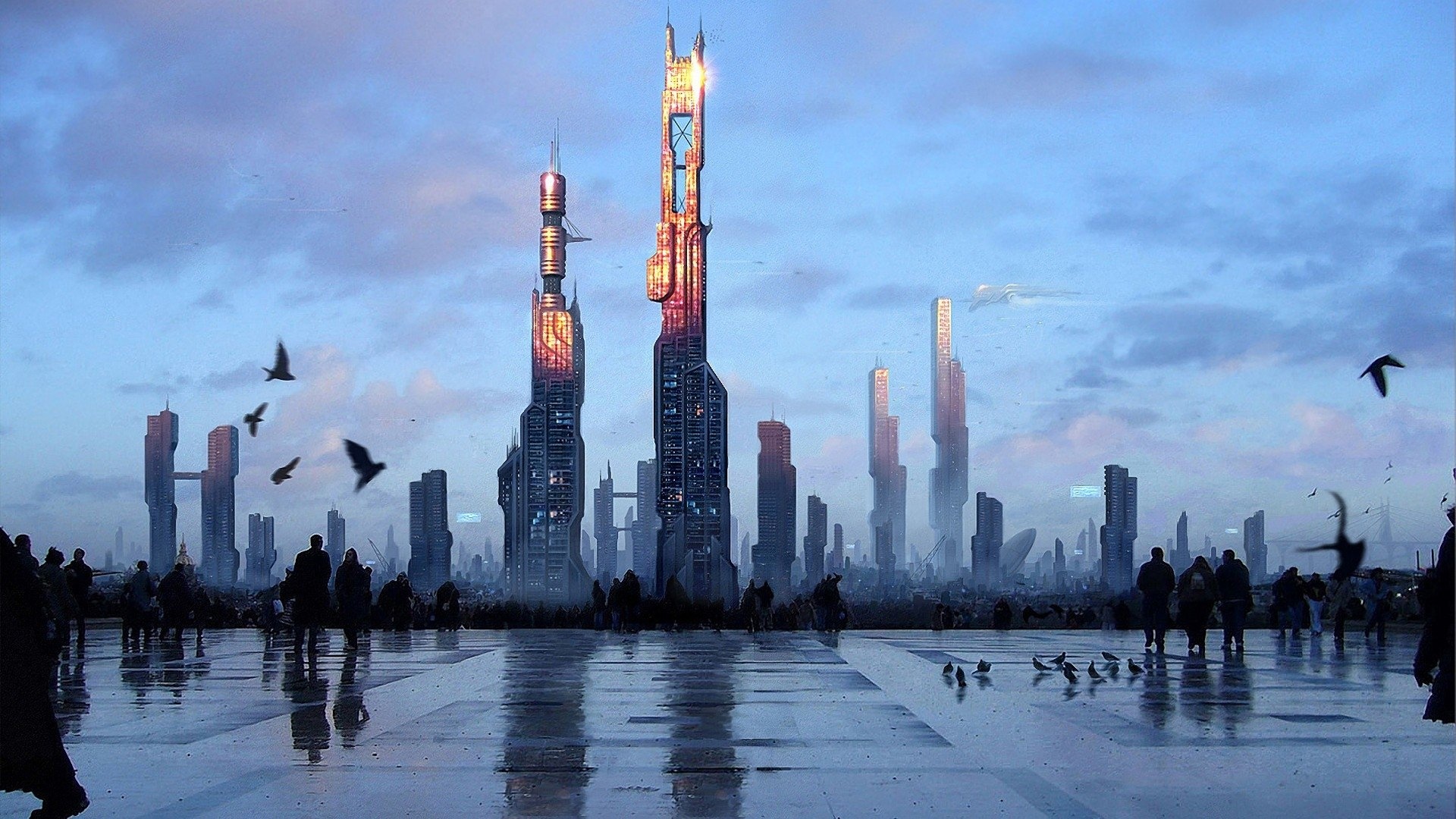 Futuristic City Skyline, Travels, Sci-fi city, HD wallpaper, 1920x1080 Full HD Desktop