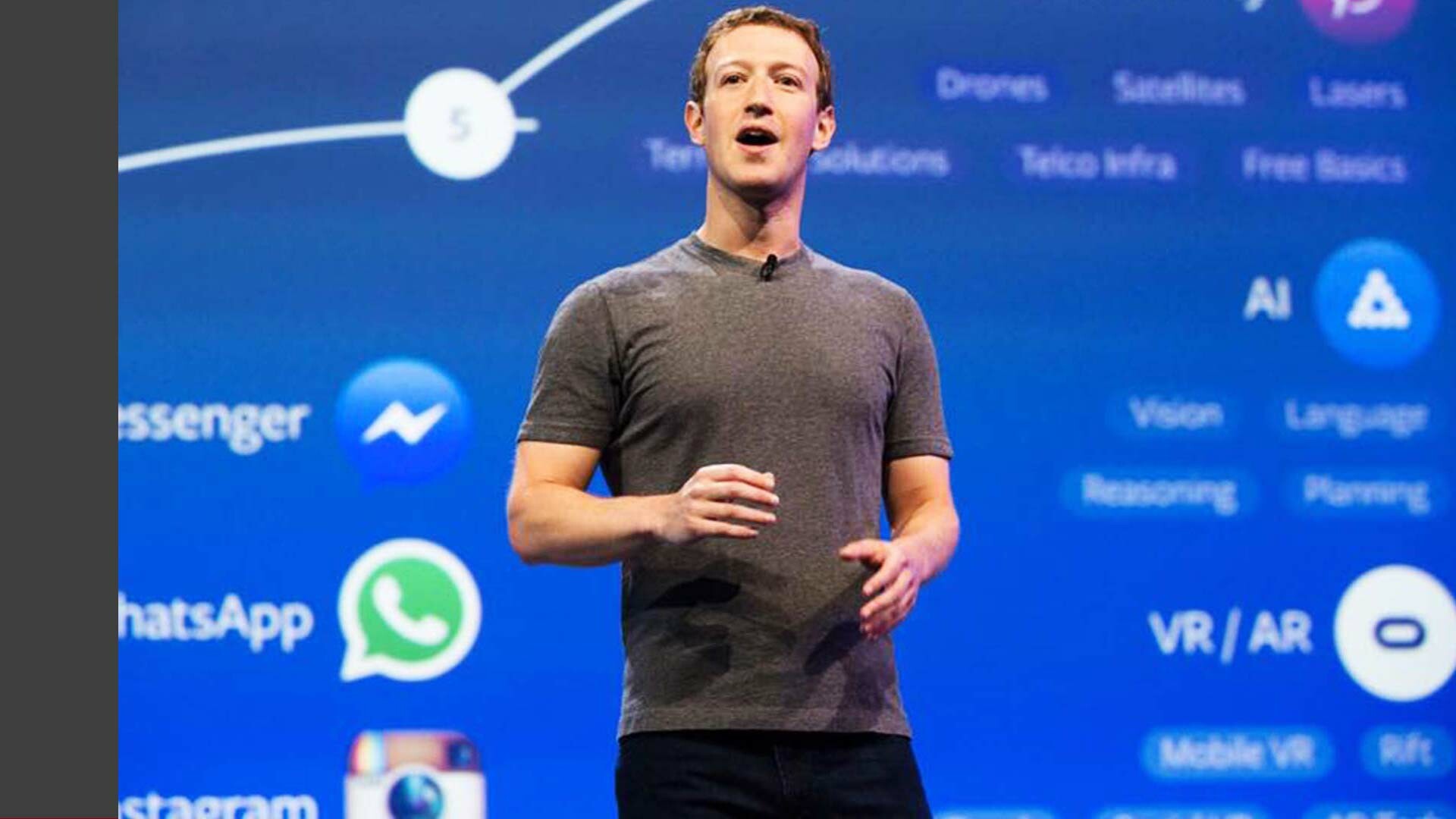 Mark Zuckerberg: Facebook CEO, Meta, Instagram, WhatsApp. 1920x1080 Full HD Background.