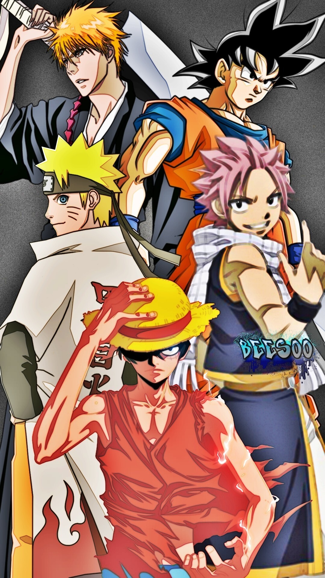 Goku and Naruto: Best anime characters, Manga, Japanese comics and graphic novels, Monkey D. Luffy. 1080x1920 Full HD Background.