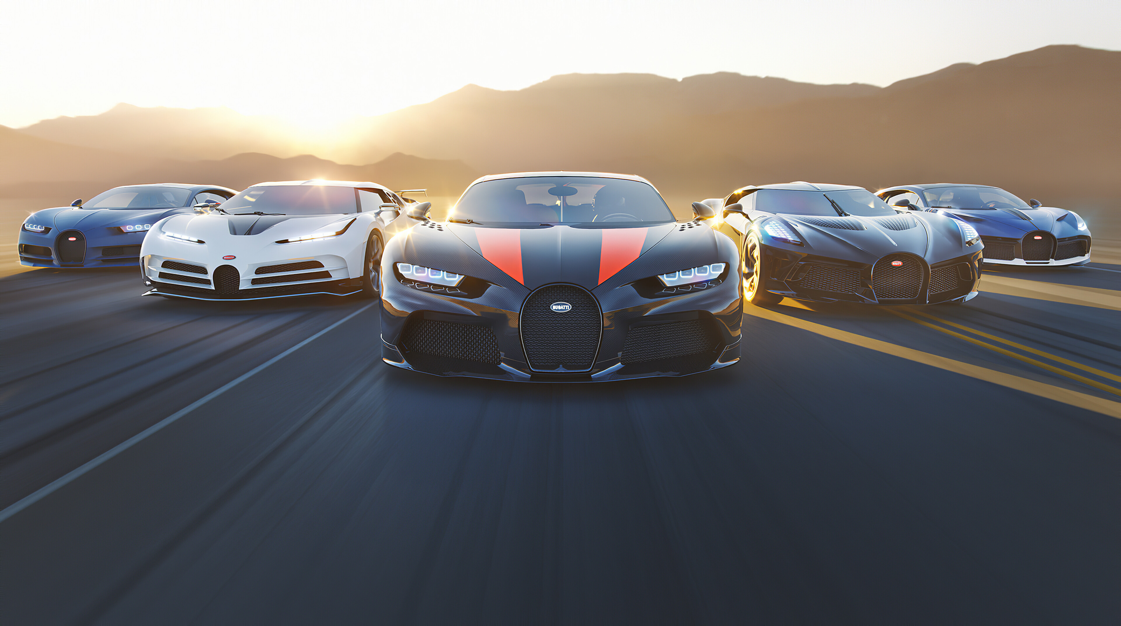 Bugatti: The brand's automobiles include the Type 35 Grand Prix cars, the Type 41 "Royale", and the Type 55 sports car. 3840x2150 HD Background.