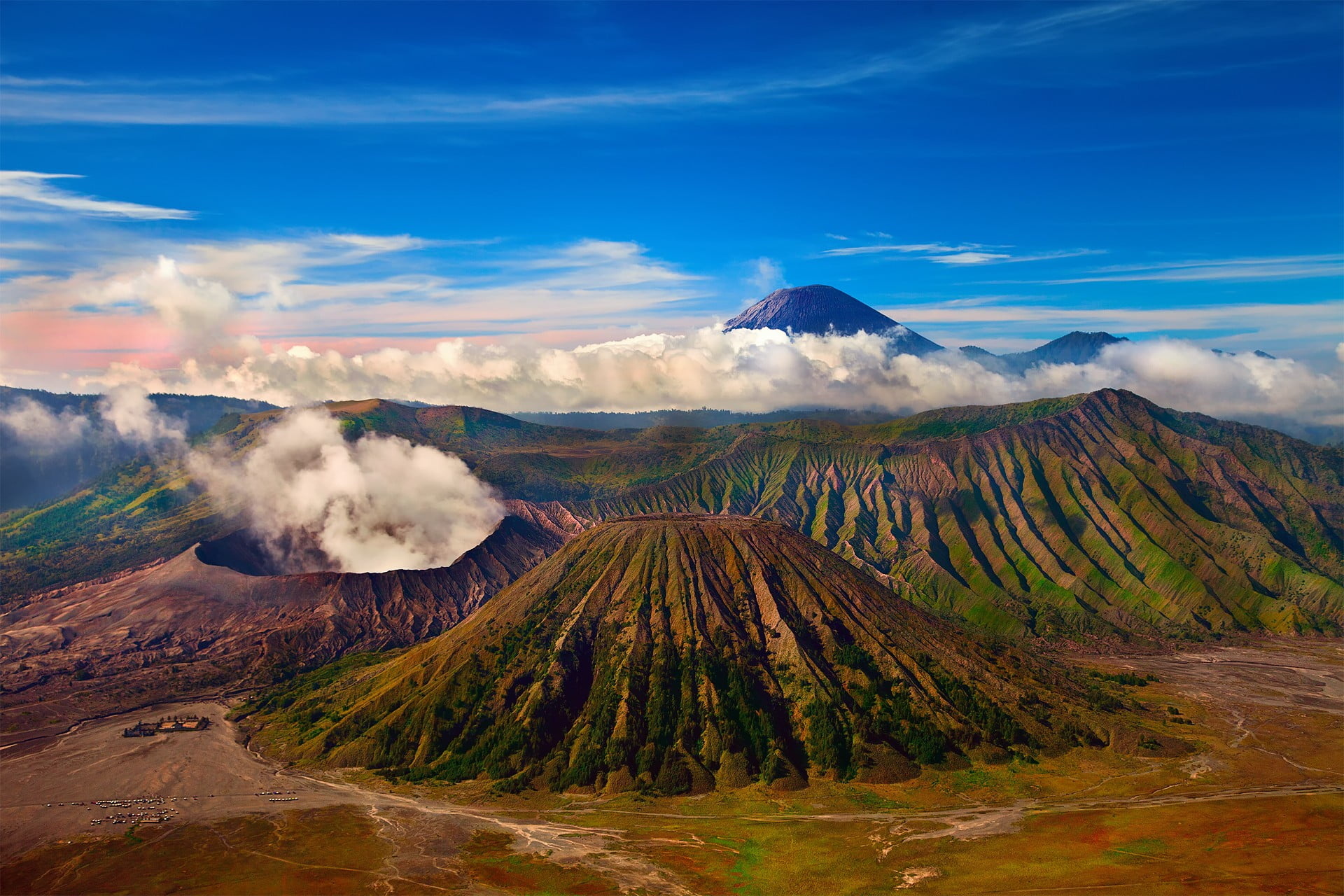 Brown and green mountain, Indonesian landscape, Serene nature, Volcanic backdrop, 1920x1280 HD Desktop