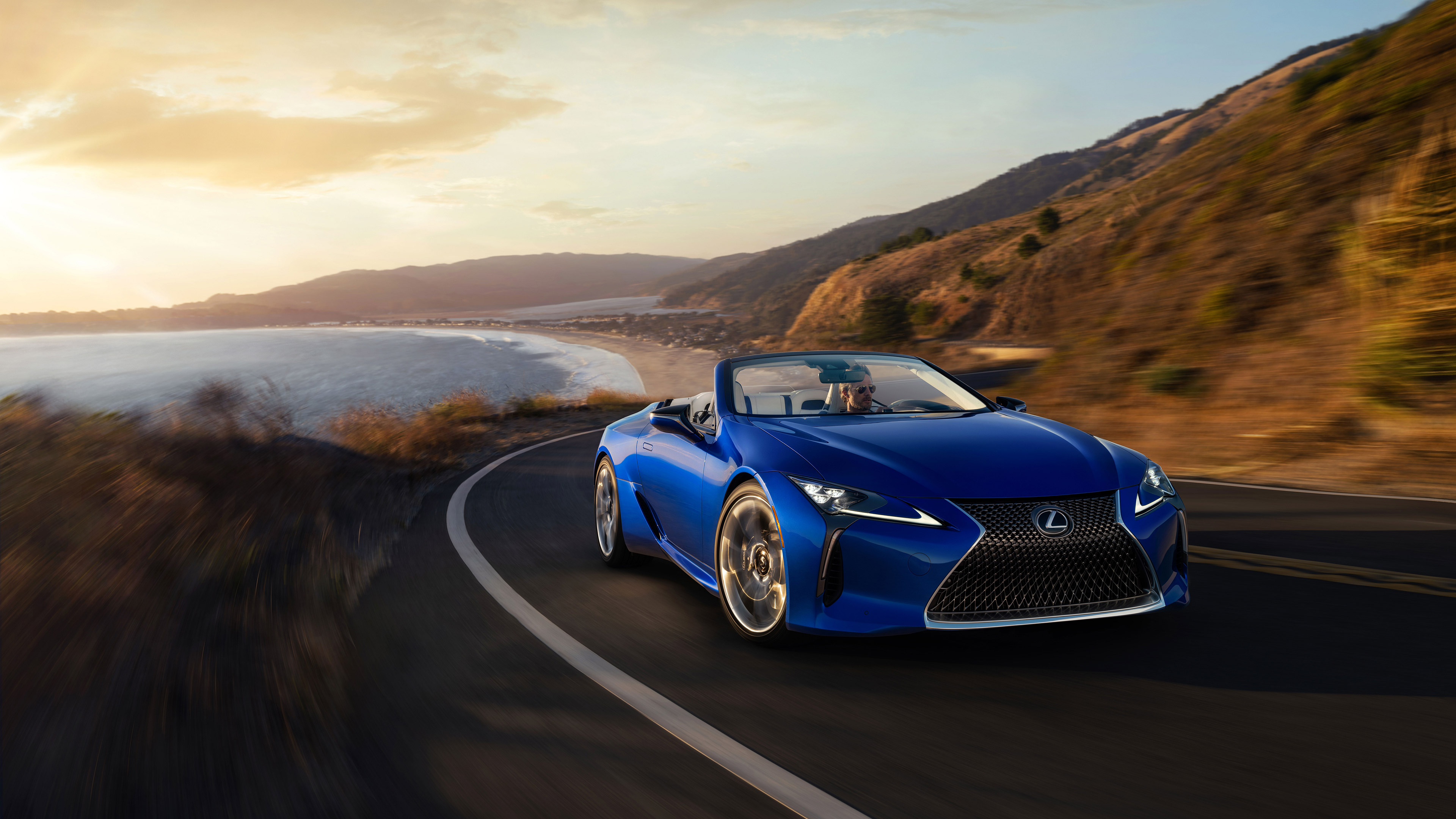Lexus LC, Sunset drive, Cabriolet, Motion blur, 3840x2160 4K Desktop