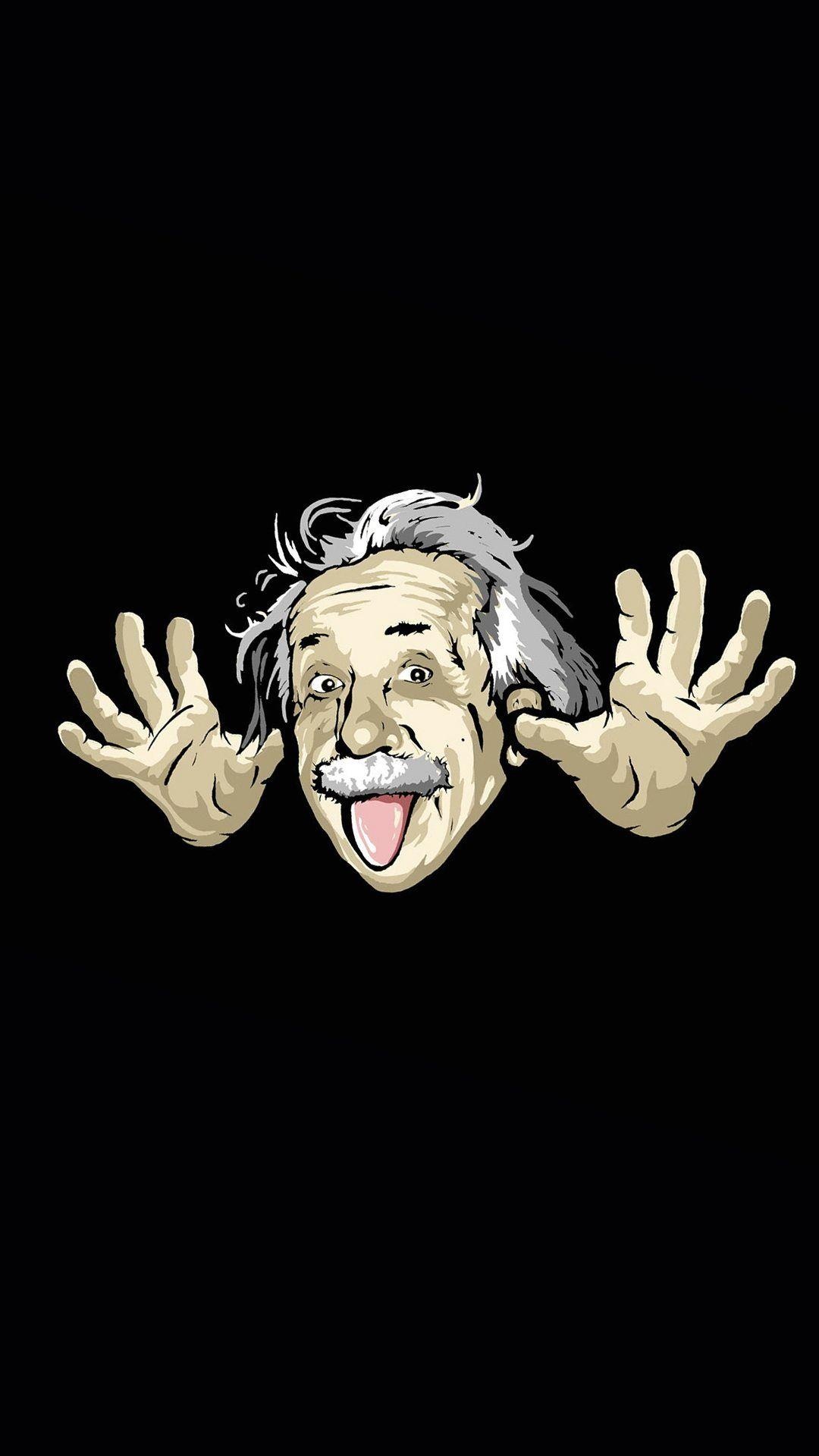 Einstein: Revolutionized scientific thought with new theories of space, time, mass, motion, and gravitation. 1080x1920 Full HD Background.