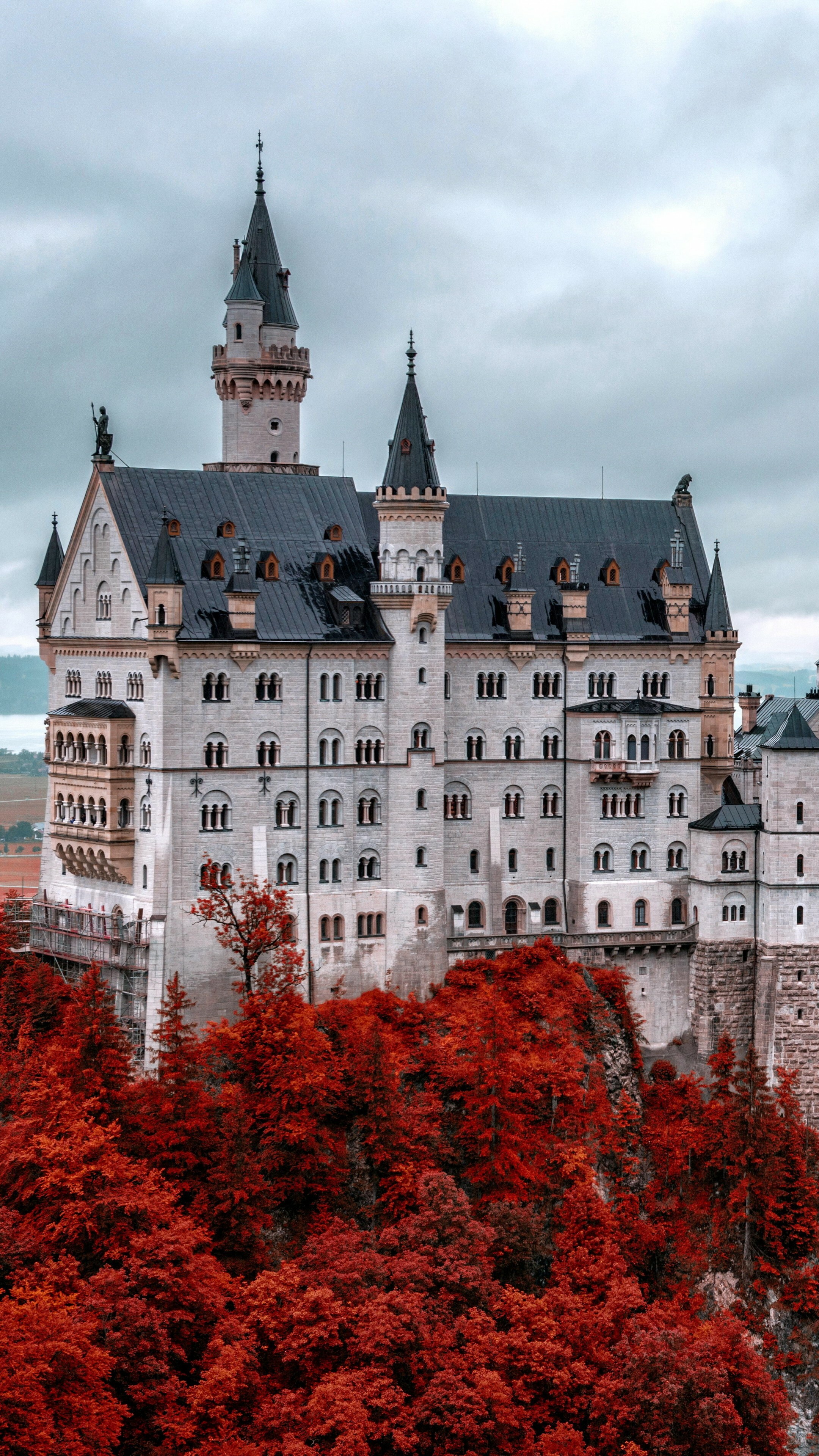 Germany: Neuschwanstein Castle, Bavaria, Tourism, Travel, Architecture. 2160x3840 4K Background.