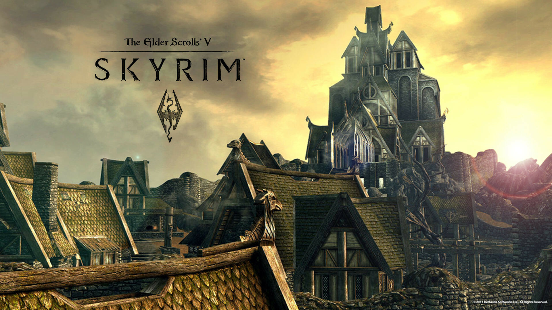 Skyrim, Gaming world, Majestic landscapes, Heroic battles, 1920x1080 Full HD Desktop