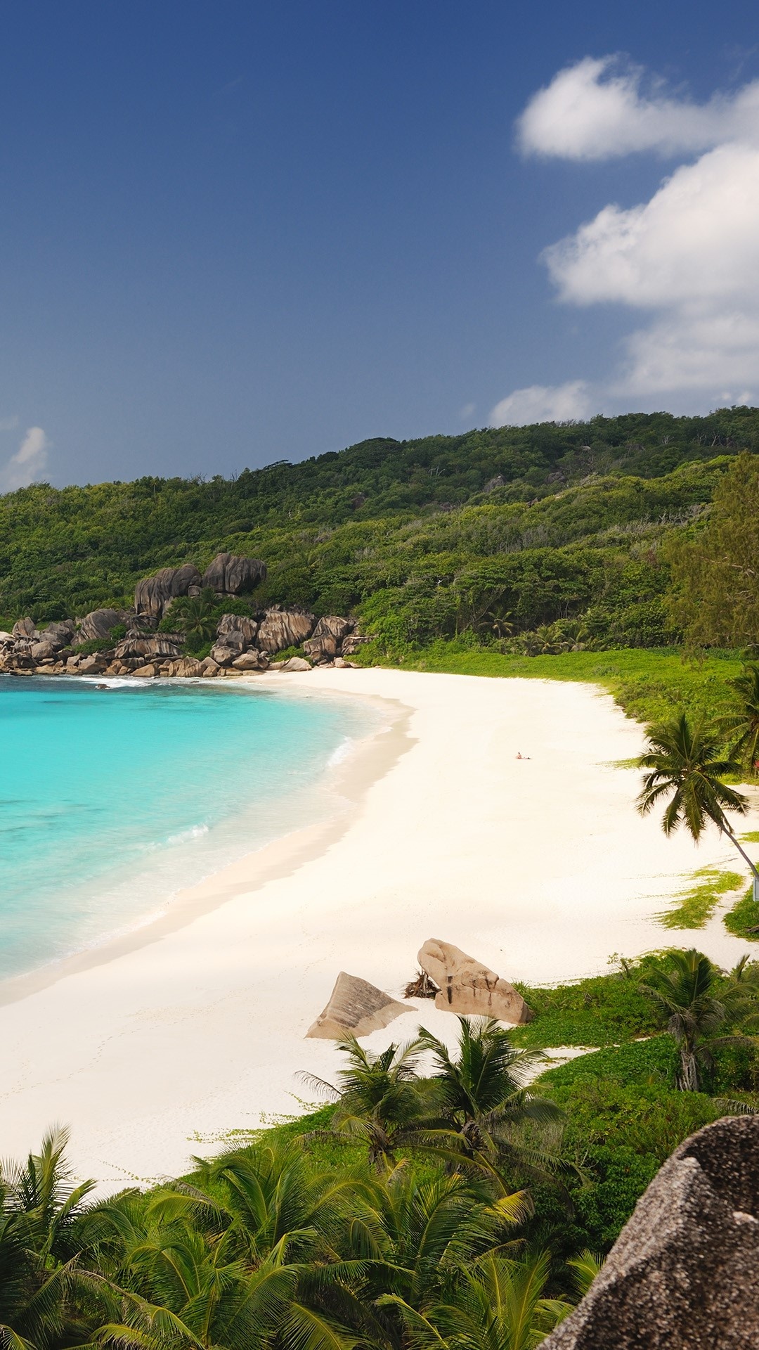Grand Anse beach, La Digue Island, Tropical bay, Seychelles, 1080x1920 Full HD Handy