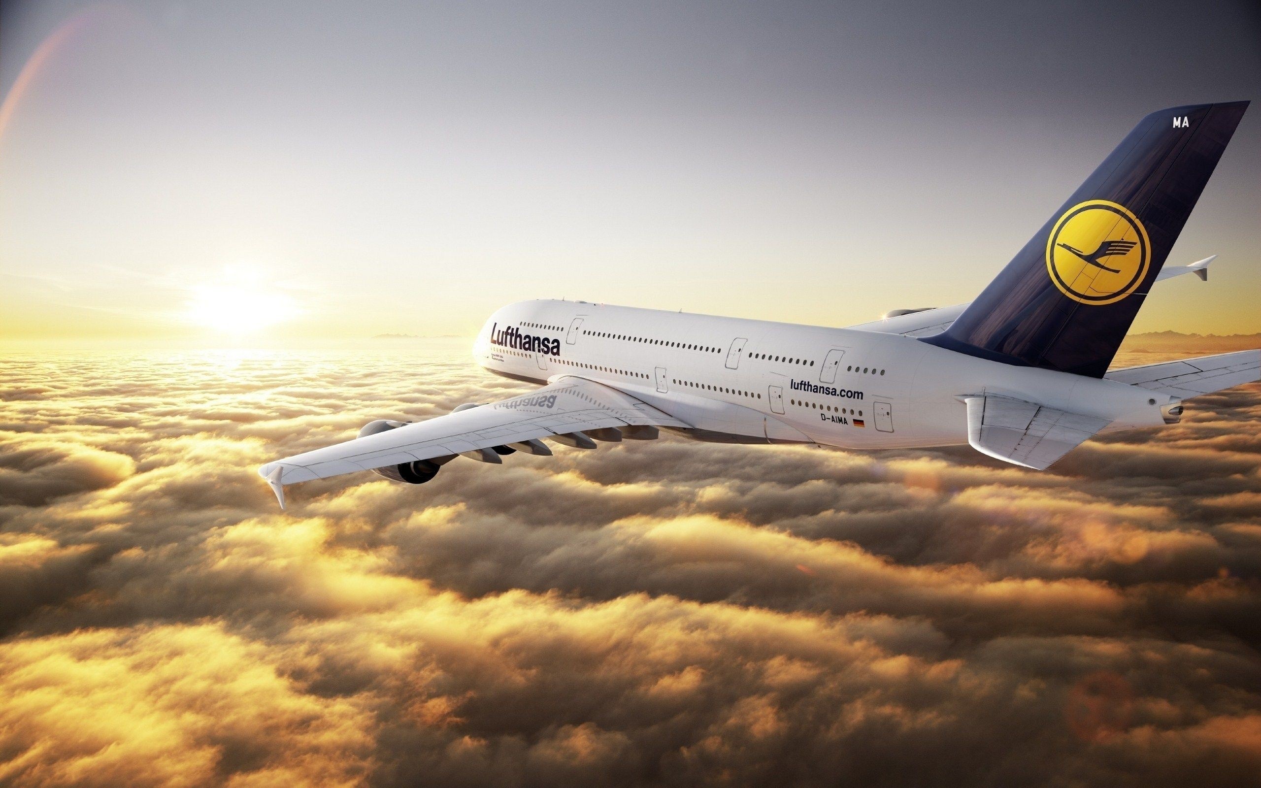 Lufthansa, Airbus A380 841, Aviation marvel, Aerial innovation, 2560x1600 HD Desktop