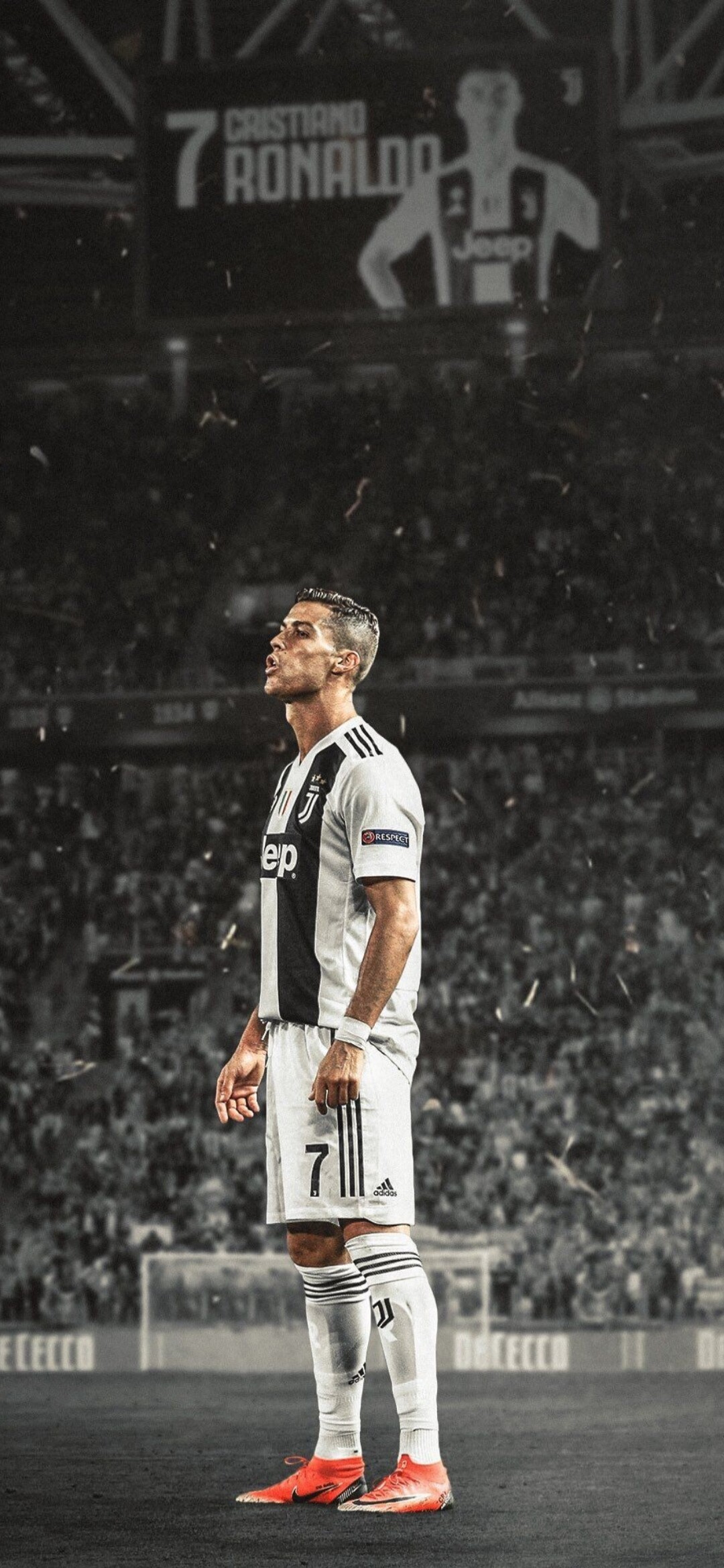 Ronaldo: The first footballer to finish as top scorer in the English, Spanish, and Italian leagues. 1080x2340 HD Wallpaper.