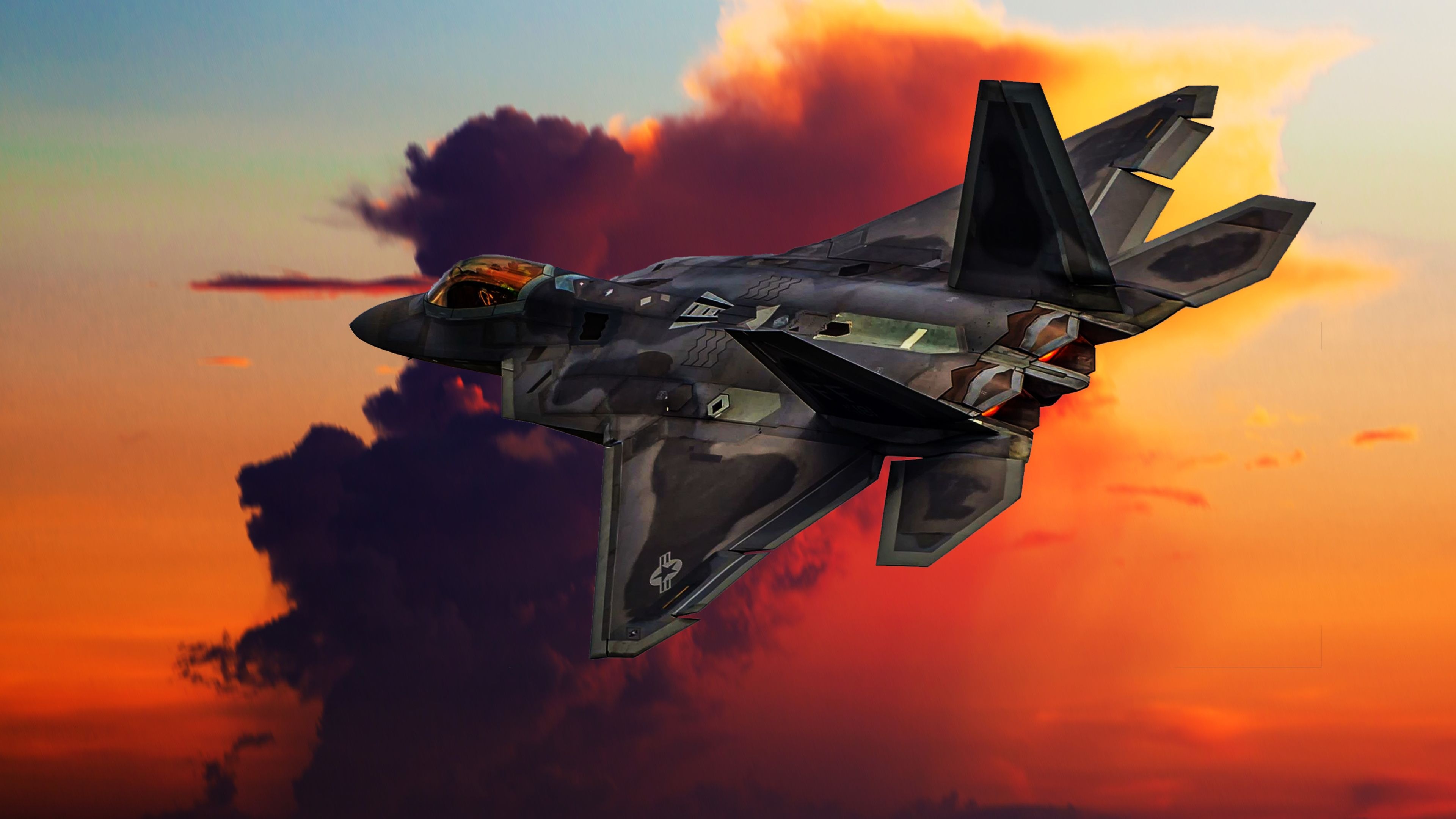 Raptor artwork, Jet fighter, Sky high action, Aircraft dynamics, Combat ready, 3840x2160 4K Desktop