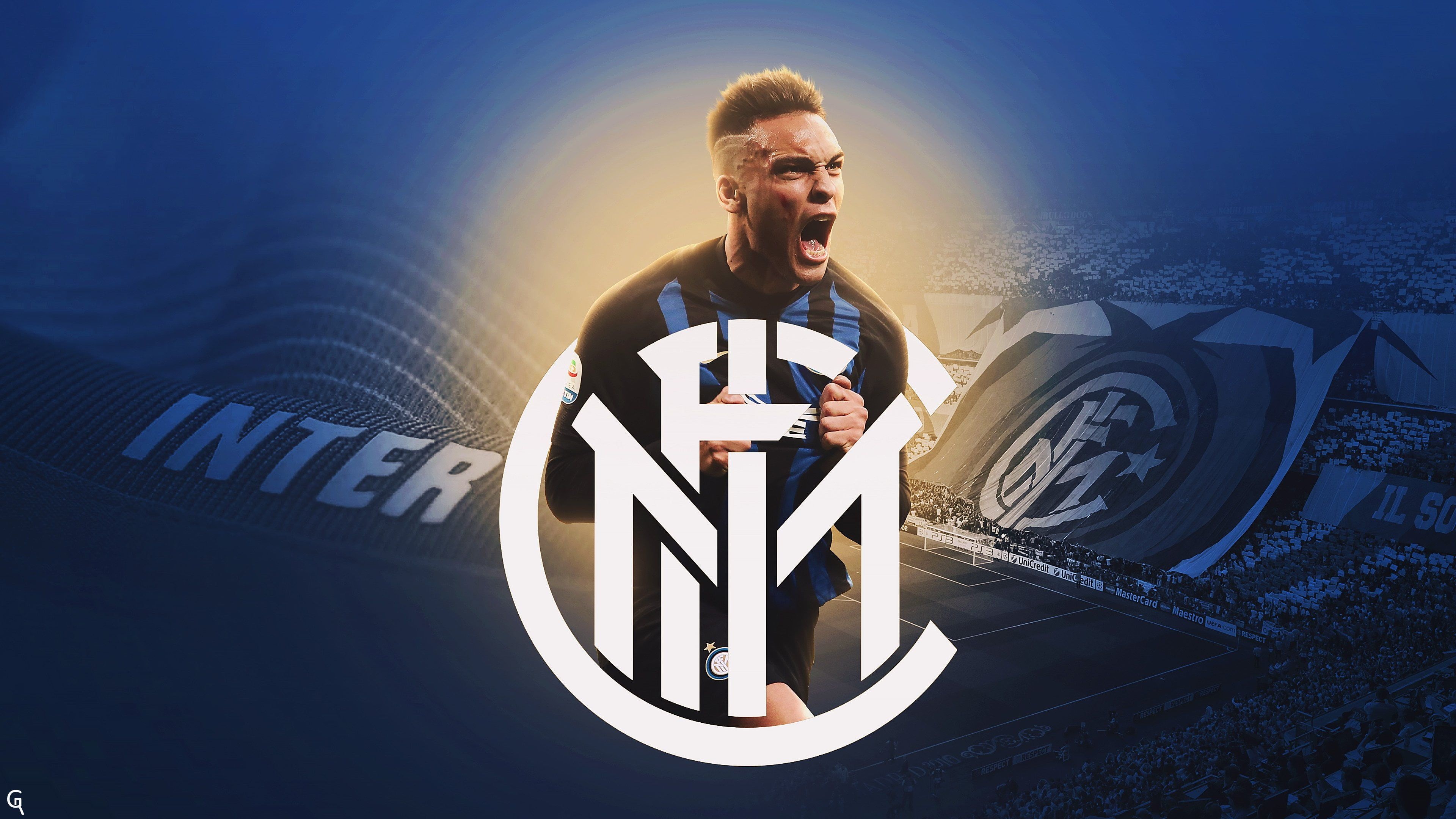 Inter: Lautaro Martínez, An Italian professional football club based in Milan, Lombardy. 3840x2160 4K Background.