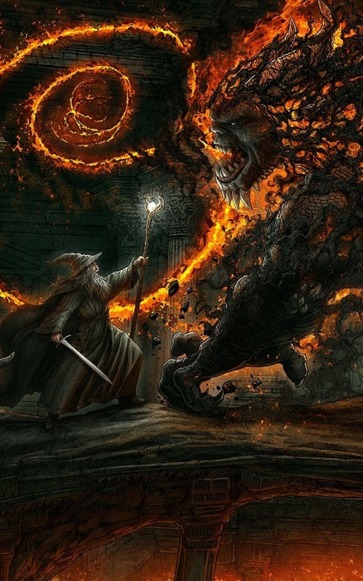 The Lord of the Rings: A Balrog, A powerful demonic monster in J. R. R. Tolkien's Middle-earth. 1200x1920 HD Wallpaper.