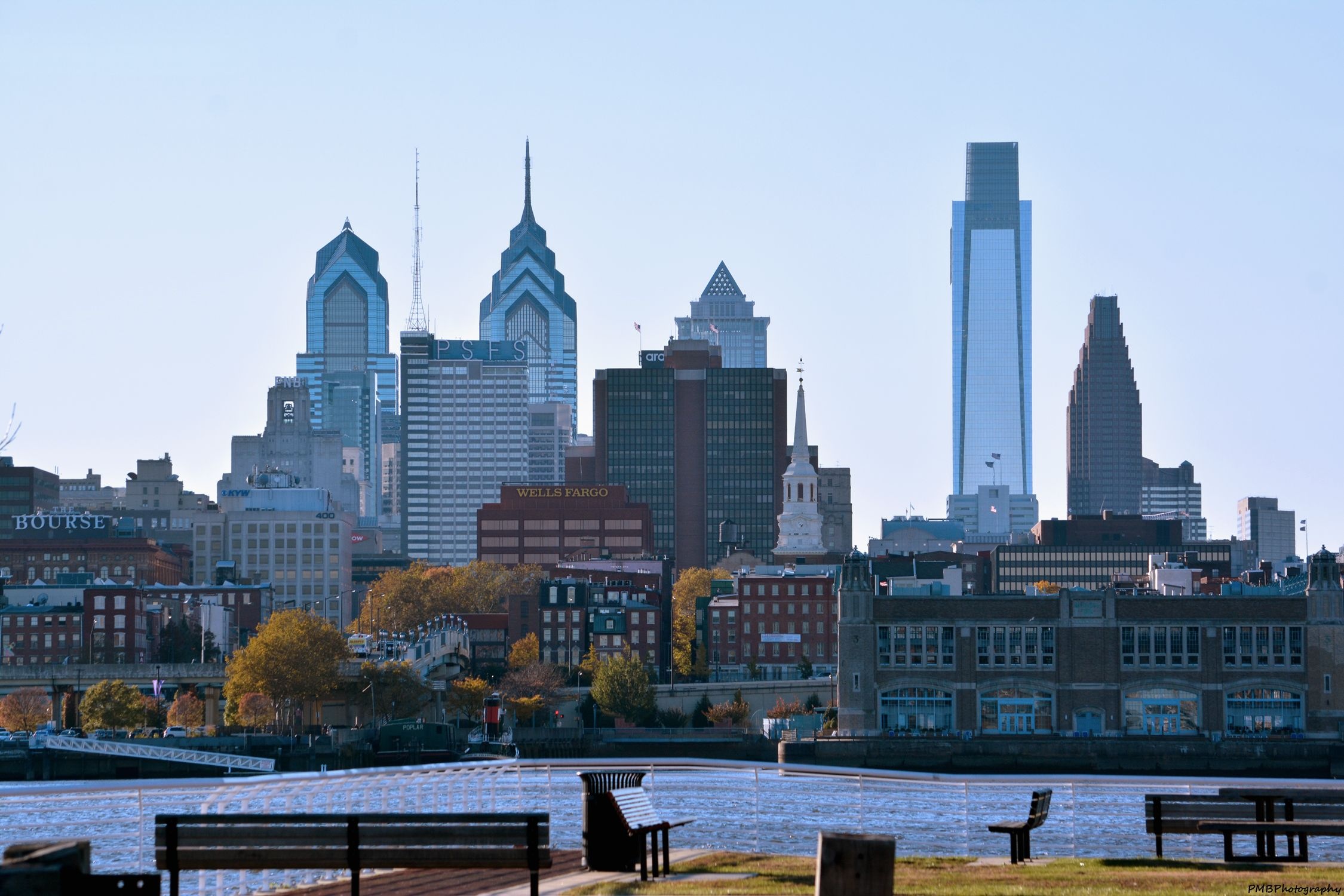 Philadelphia Skyline, Delaware River, Waterfront park, 2250x1500 HD Desktop