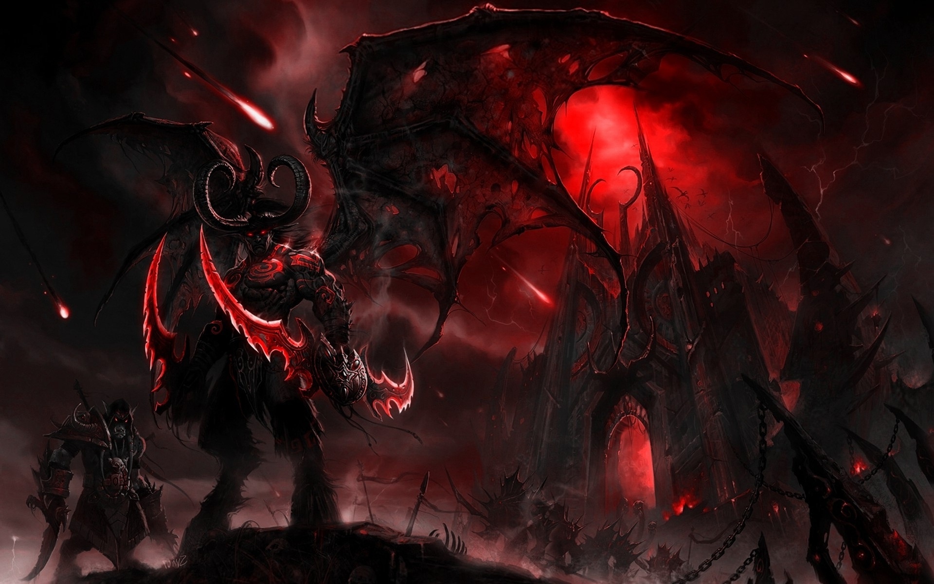 Illidan Stormrage, Demon world, Warcraft, Wings, 1920x1200 HD Desktop