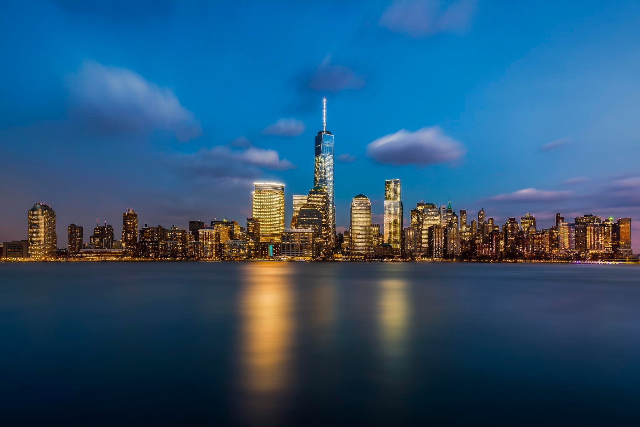 Night skyline, Freedom tower, Desktop wallpaper, 9/11 tribute, 2050x1370 HD Desktop