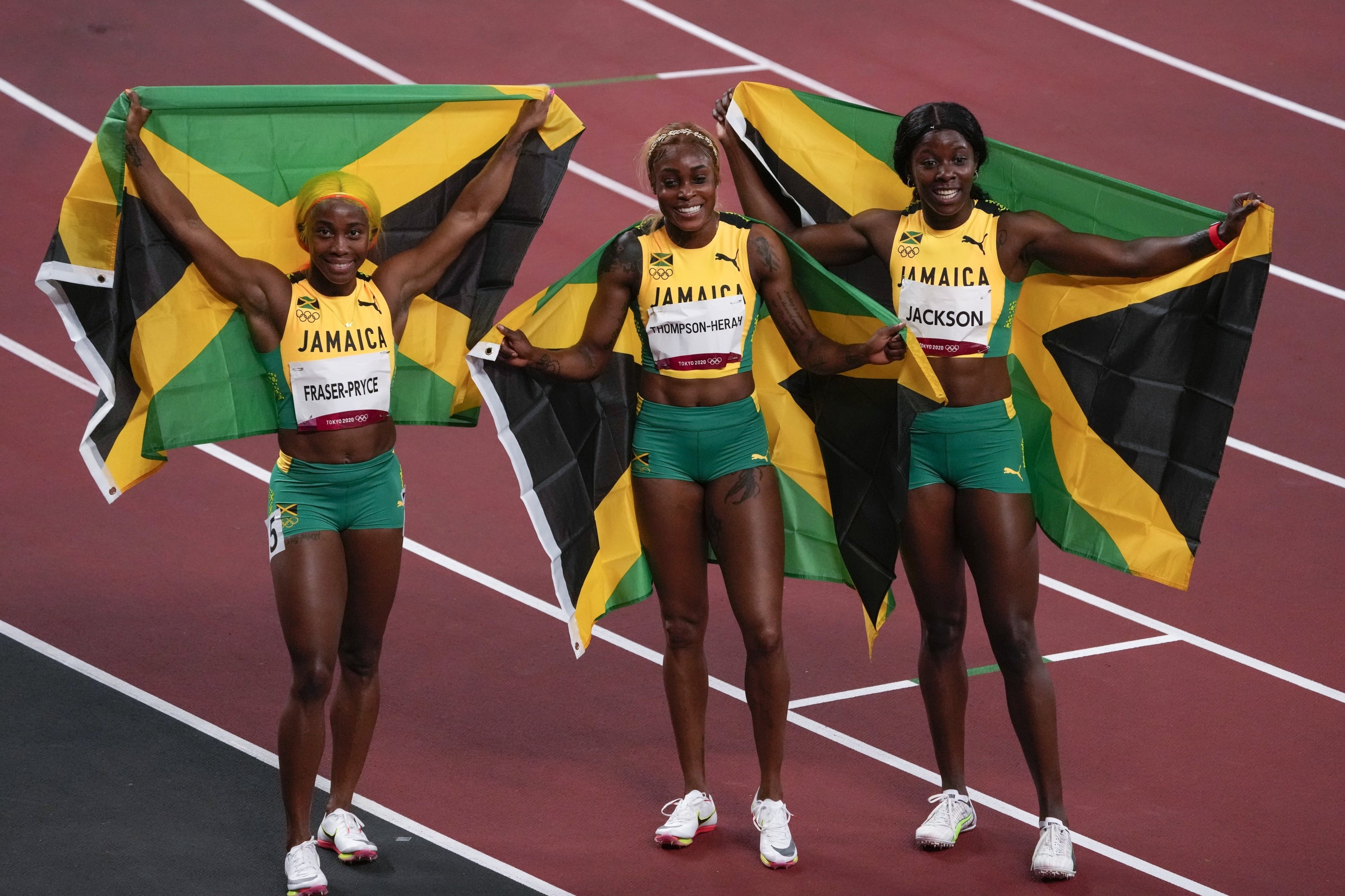 Shelly-Ann Fraser-Pryce, Thompson-Herah rivalry, Olympic record shattered, Jamaican dominance, 3000x2000 HD Desktop