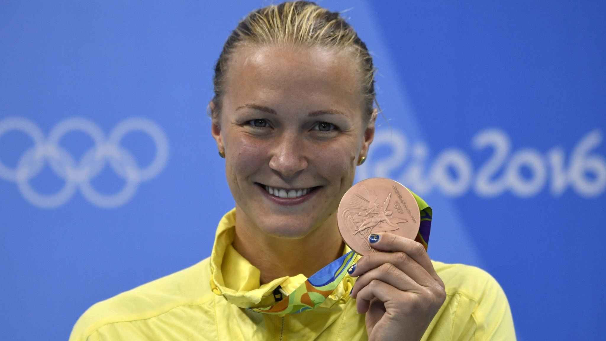 Swedish Olympian, Third medal win, Sarah Sjostrom, Radio interview, 2050x1160 HD Desktop