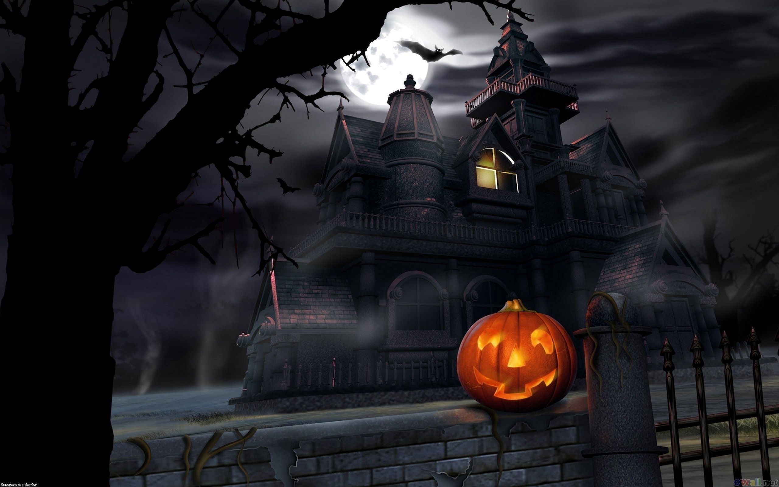 Haunted house, Spooky atmosphere, Halloween decorations, Ghostly presence, 2560x1600 HD Desktop