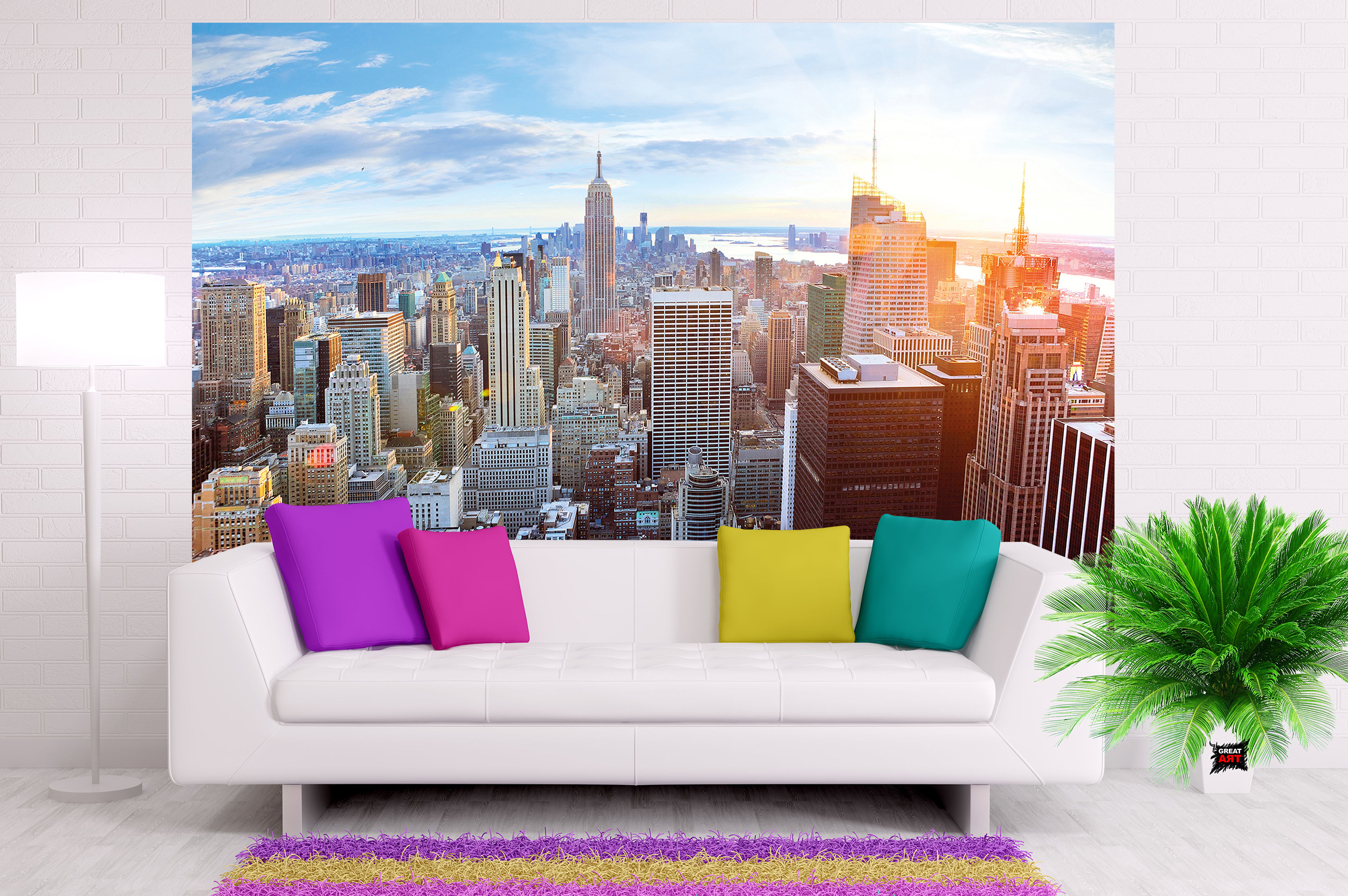 Skyline mural, New York skyline, Sonnenuntergang, USA, 2500x1670 HD Desktop