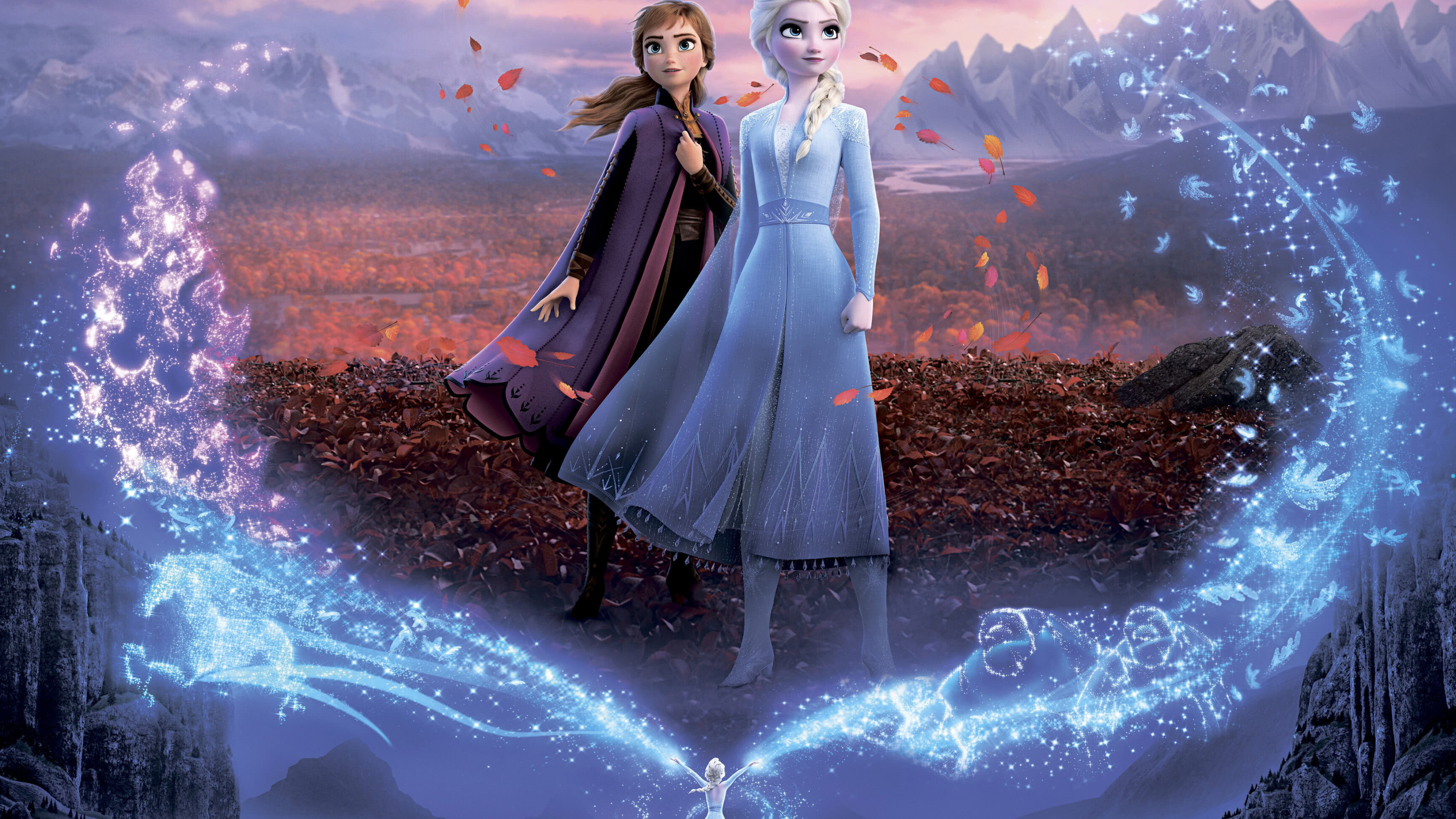 Frozen 2, Elsa, Anna, poster, 3840x2160 4K Desktop