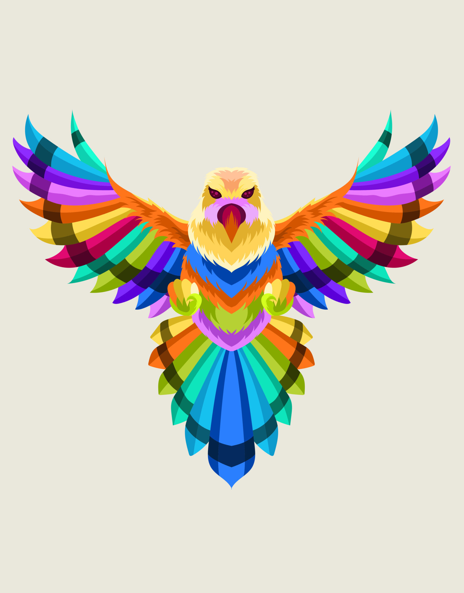 Geometric Animal: Flying eagle vector art, The vibrant one, The colorful one. 1510x1920 HD Wallpaper.