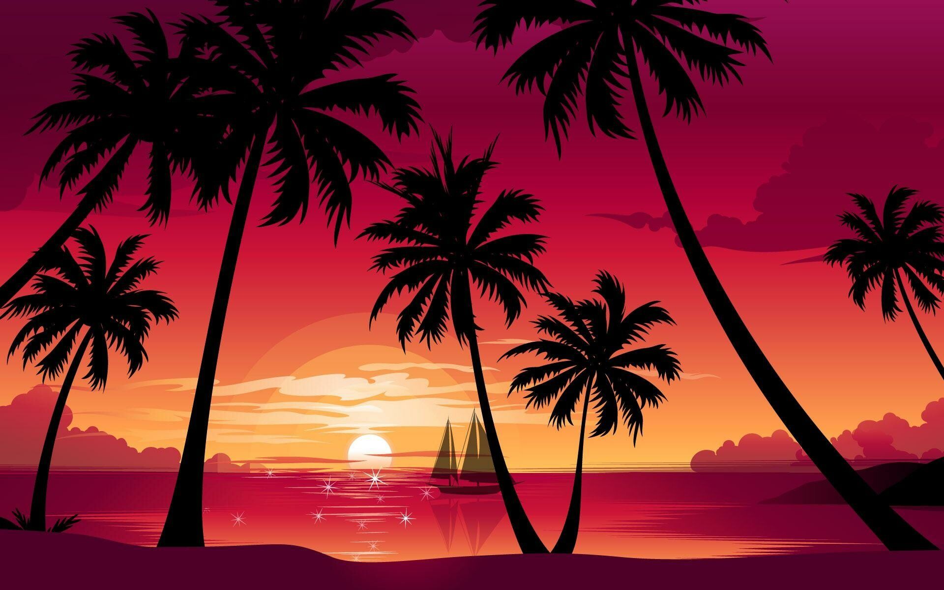 Sunset: Tropical sundown, Solar disk crossing the horizon. 1920x1200 HD Wallpaper.