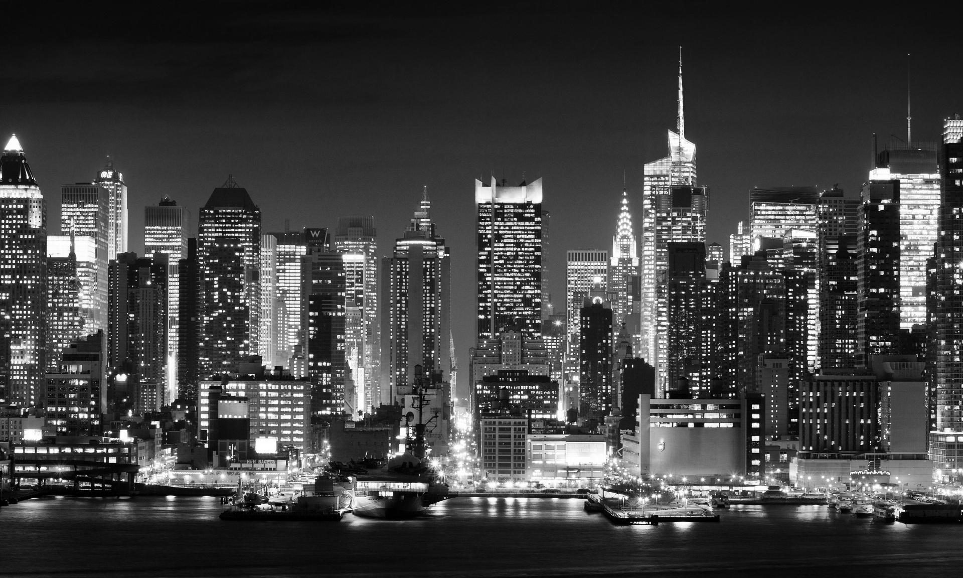 New York skyline, Black and white, Wallpaper background, Christopher Walker, 1920x1160 HD Desktop