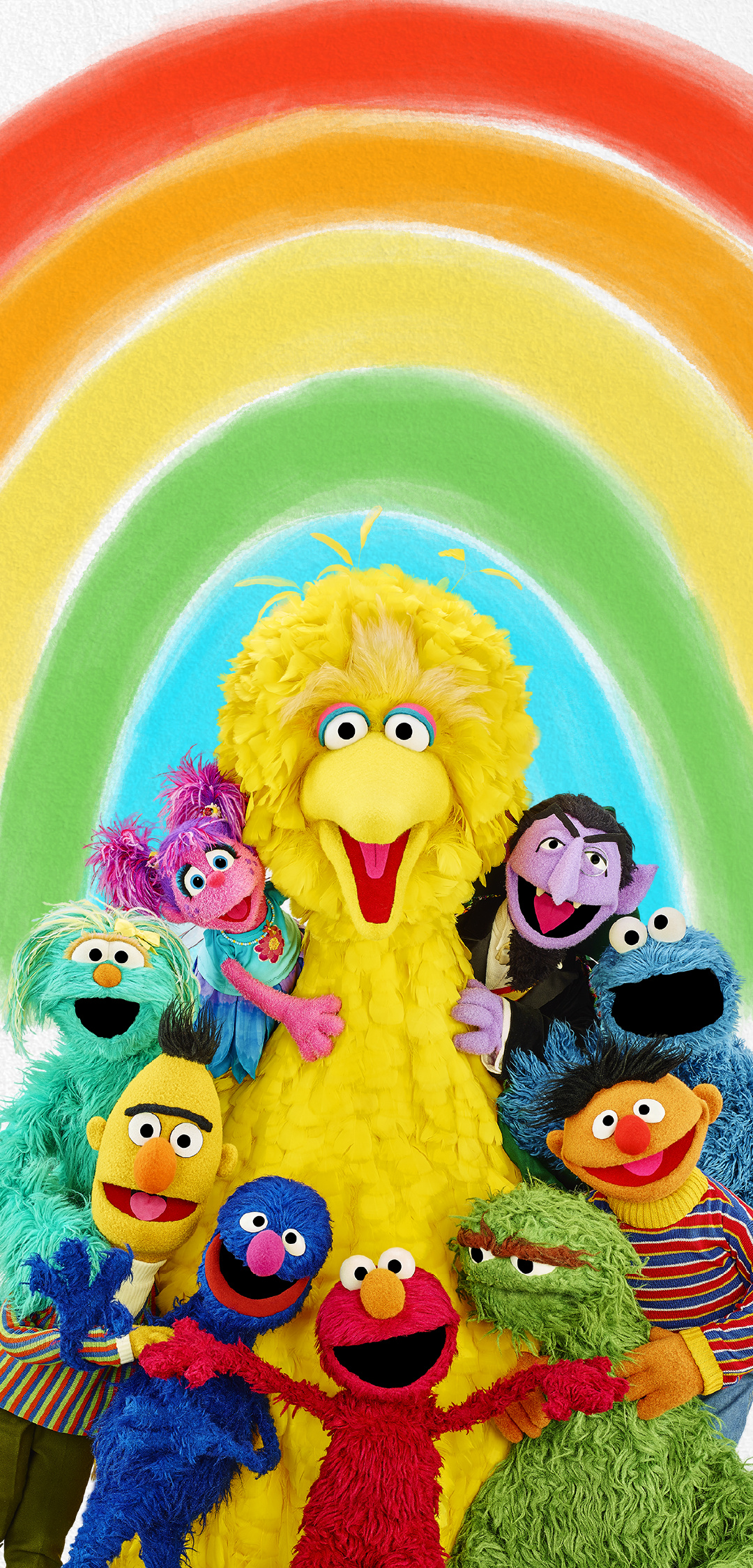 Sesame Street: The Muppets, An ensemble cast of puppet characters known for an absurdist, burlesque, and self-referential style of variety-sketch comedy. 1080x2250 HD Background.