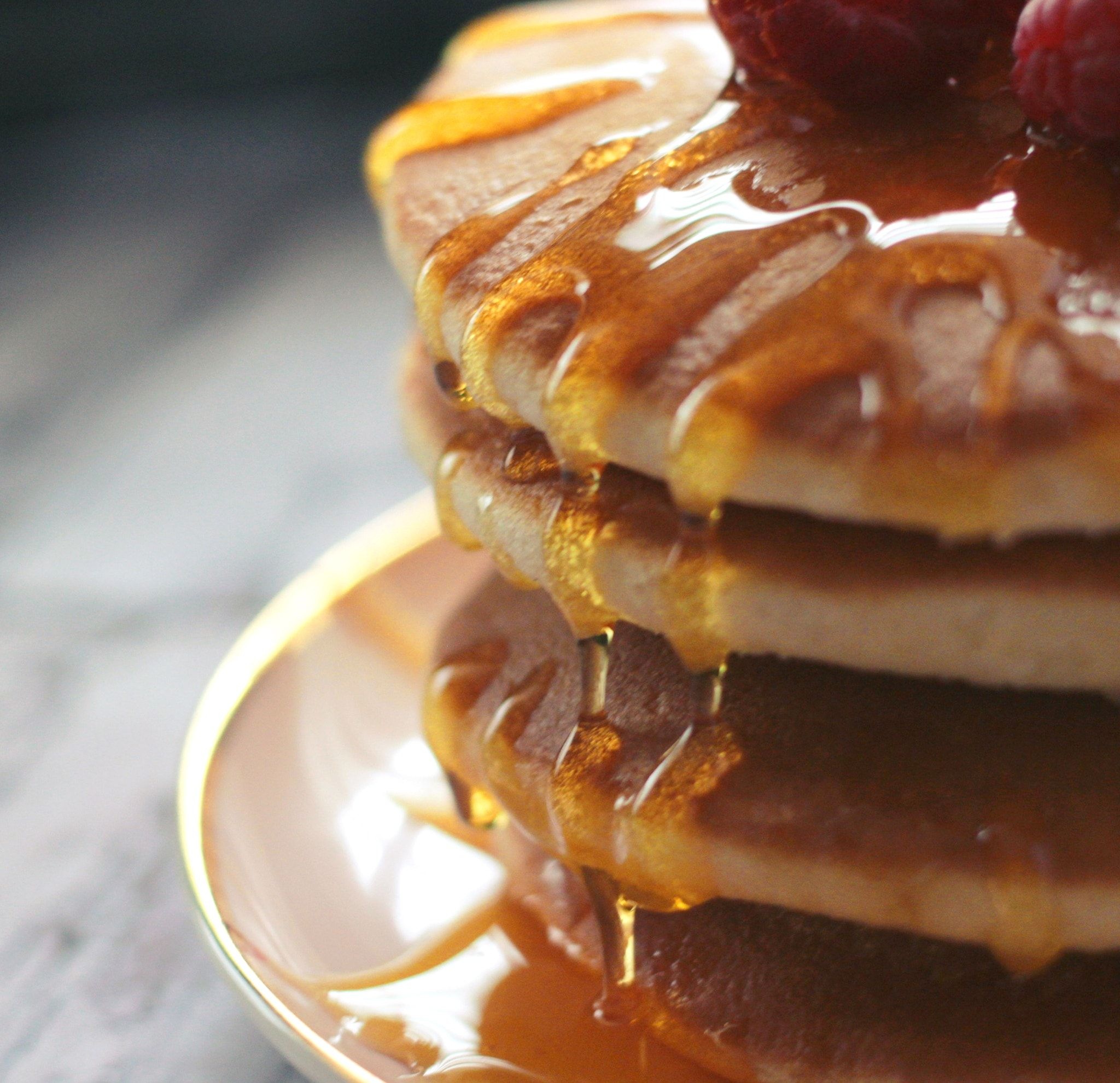 Fluffy pancakes, Golden syrup, Sweet raspberries, Delectable breakfast, 2050x1980 HD Desktop