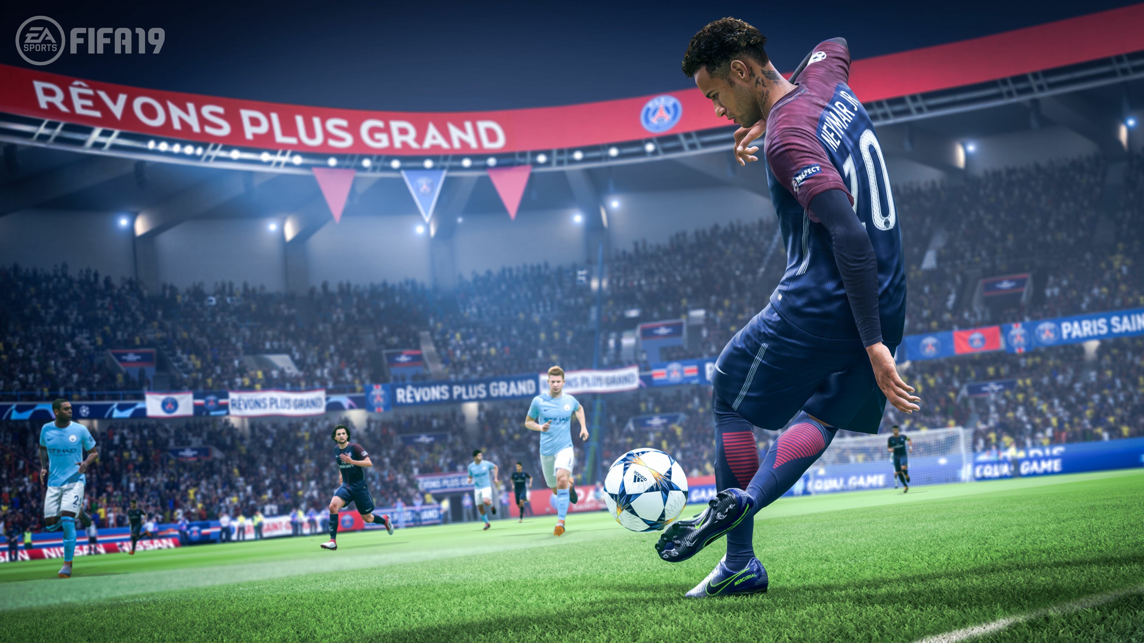 FIFA: A football simulation video game developed by EA Vancouver, 2019. 3840x2160 4K Wallpaper.
