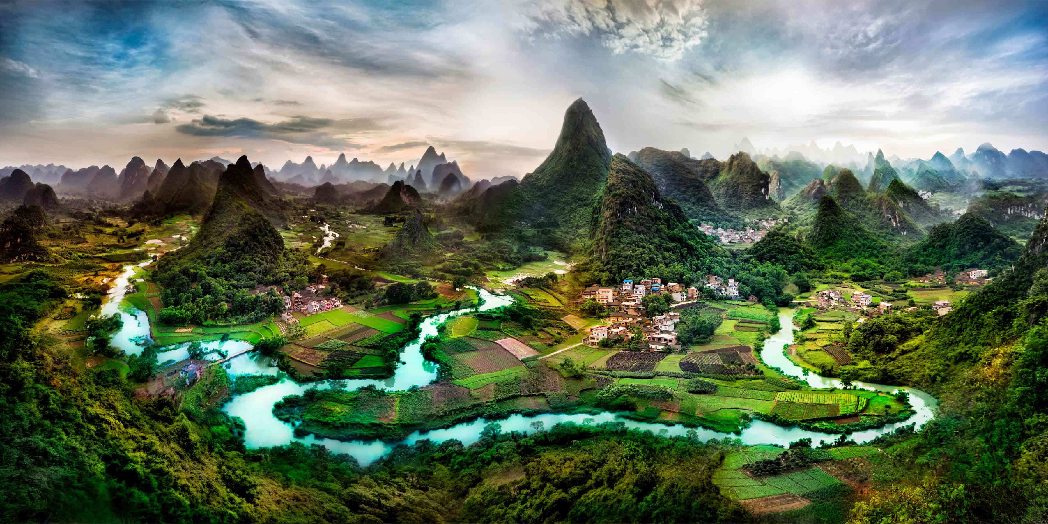 Guilin Li River National Park, Travels, the li river, China, 3600x1800 Dual Screen Desktop