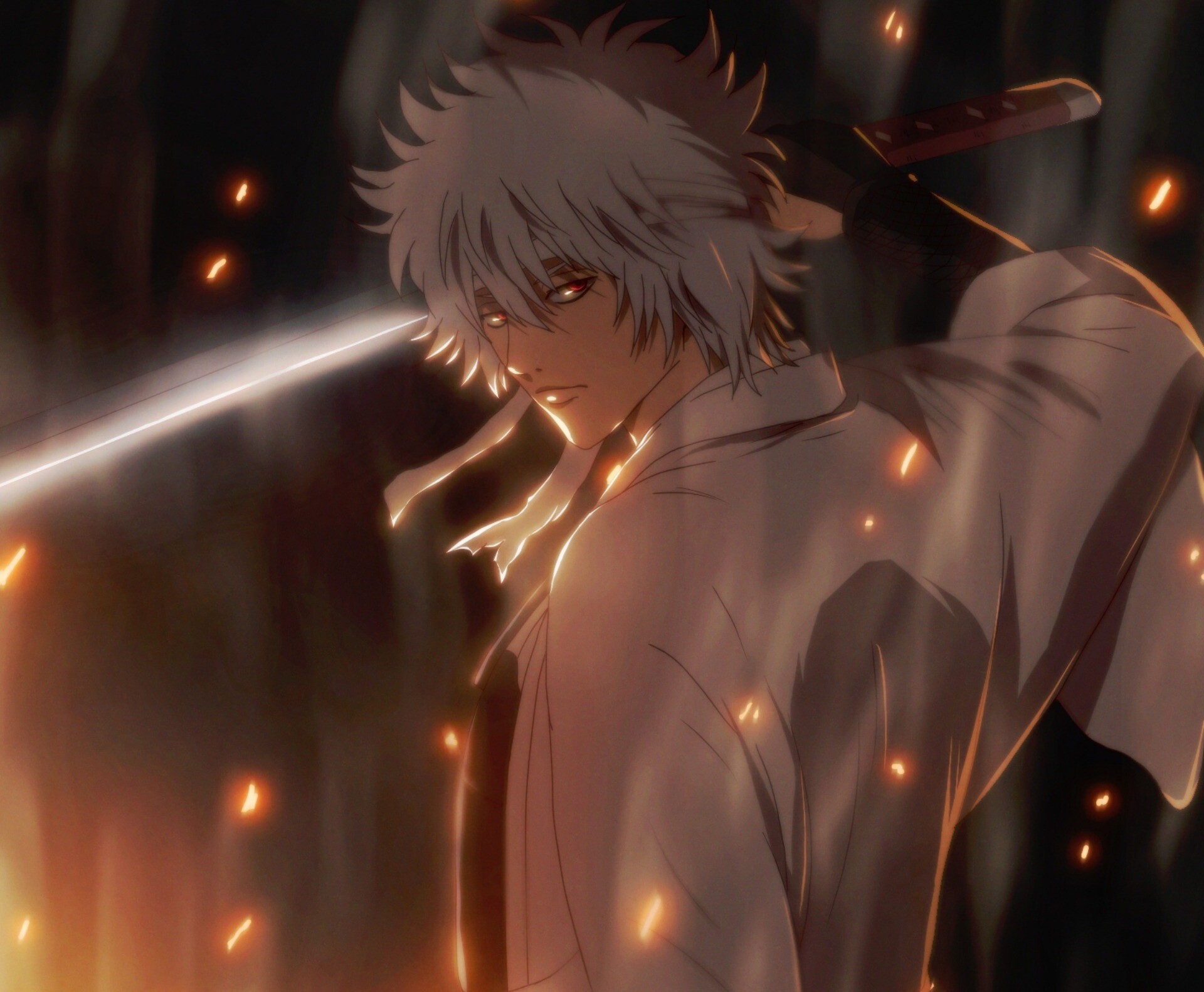 Gintoki Sakata: A highly-skilled samurai, Having fought in the Joui War in the past, Known as the Shiroyasha. 1920x1590 HD Wallpaper.