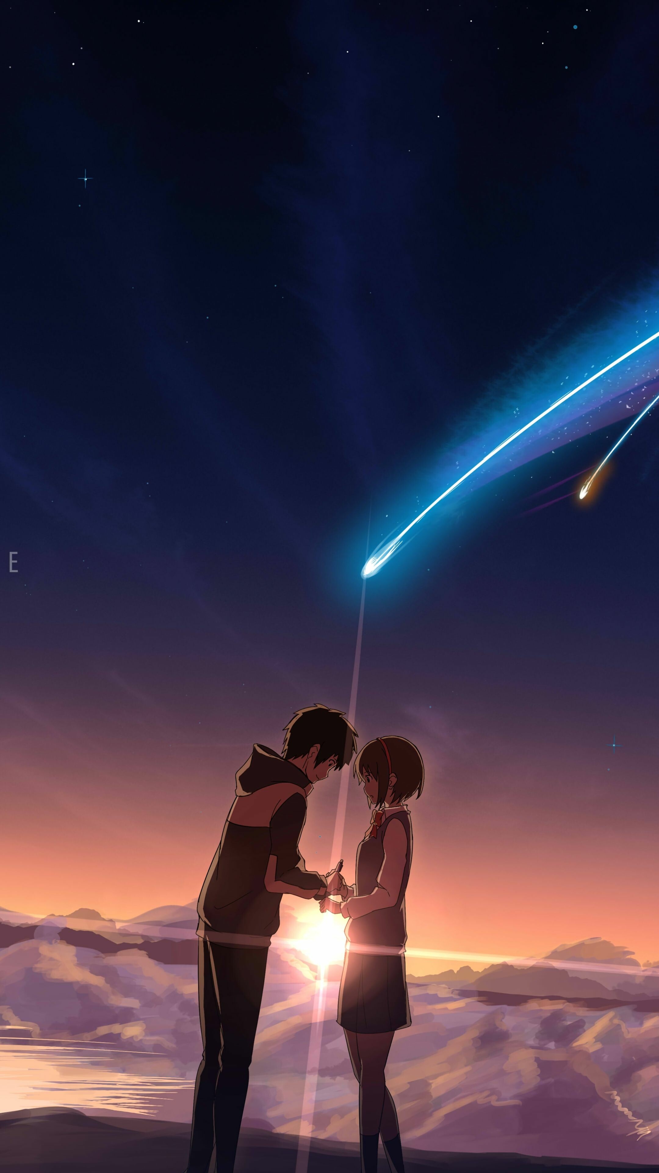 Your Name: Anime depicts a high school boy and a high school girl who suddenly and inexplicably begin to swap bodies. 2160x3840 4K Background.