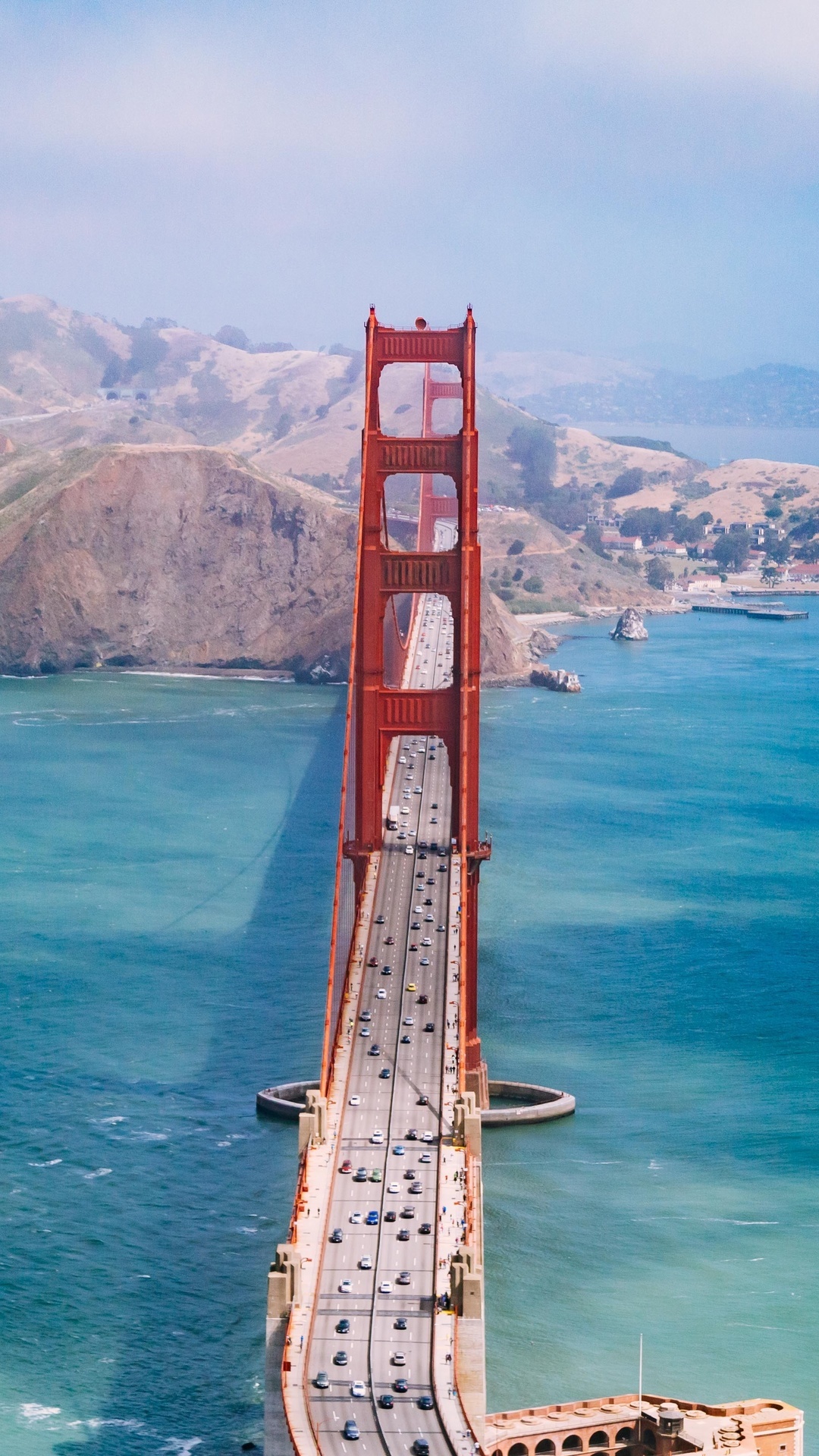 San Francisco: Golden Gate National Recreation Area, Aerial view. 1080x1920 Full HD Background.