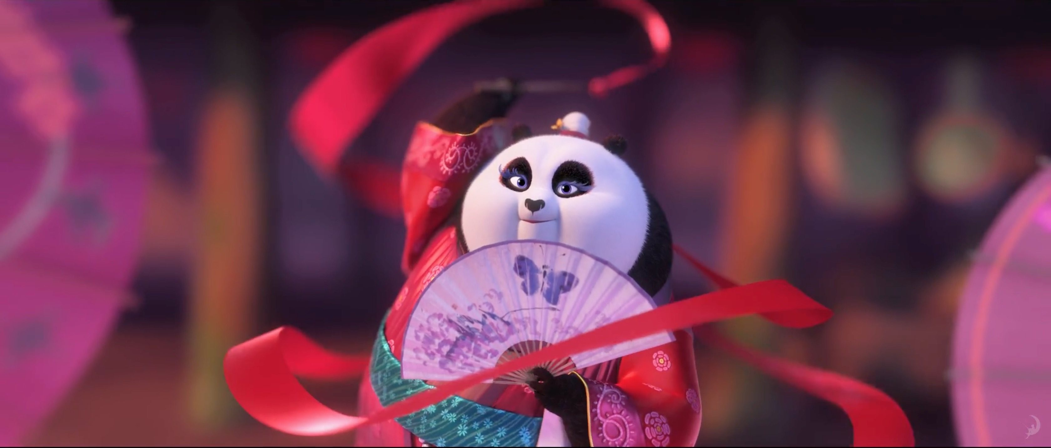 Kung Fu Panda 3, Mei Mei's ribbon dance, Captivating animation, Memorable scenes, 3360x1440 Dual Screen Desktop