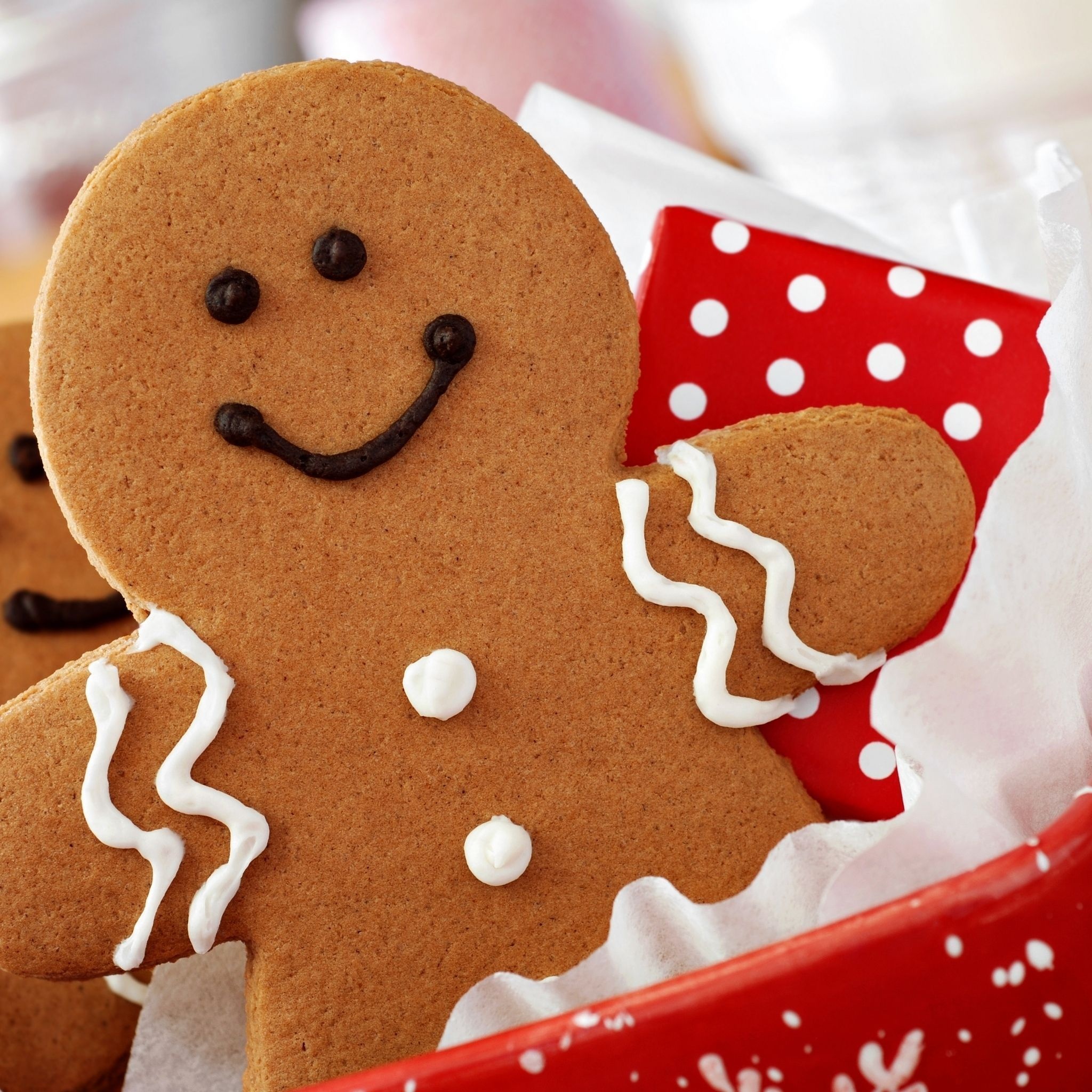 Charming gingerbread man, Heartwarming wallpapers, Festive delight, Joyous holiday, 2050x2050 HD Handy