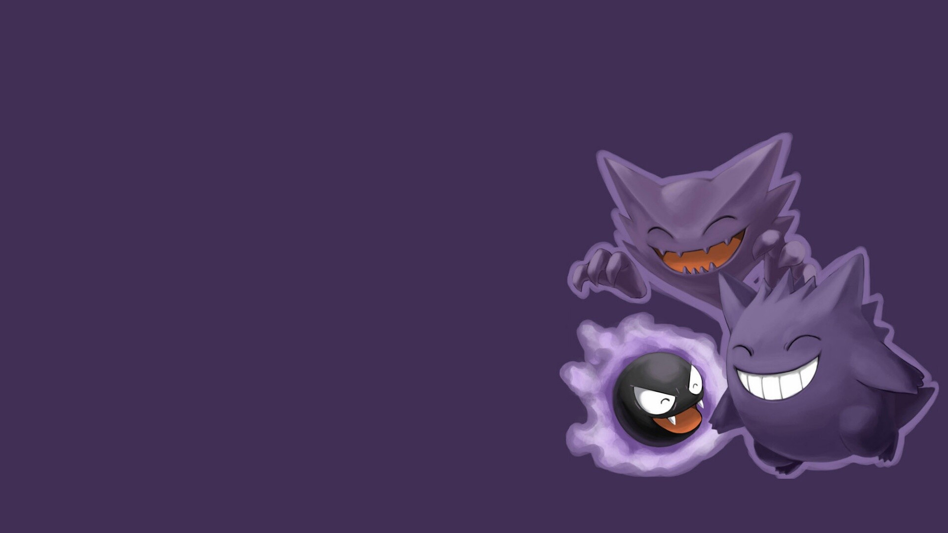 Gastly: Anyone would faint if engulfed by its vaporous body which contains poison. 1920x1080 Full HD Wallpaper.