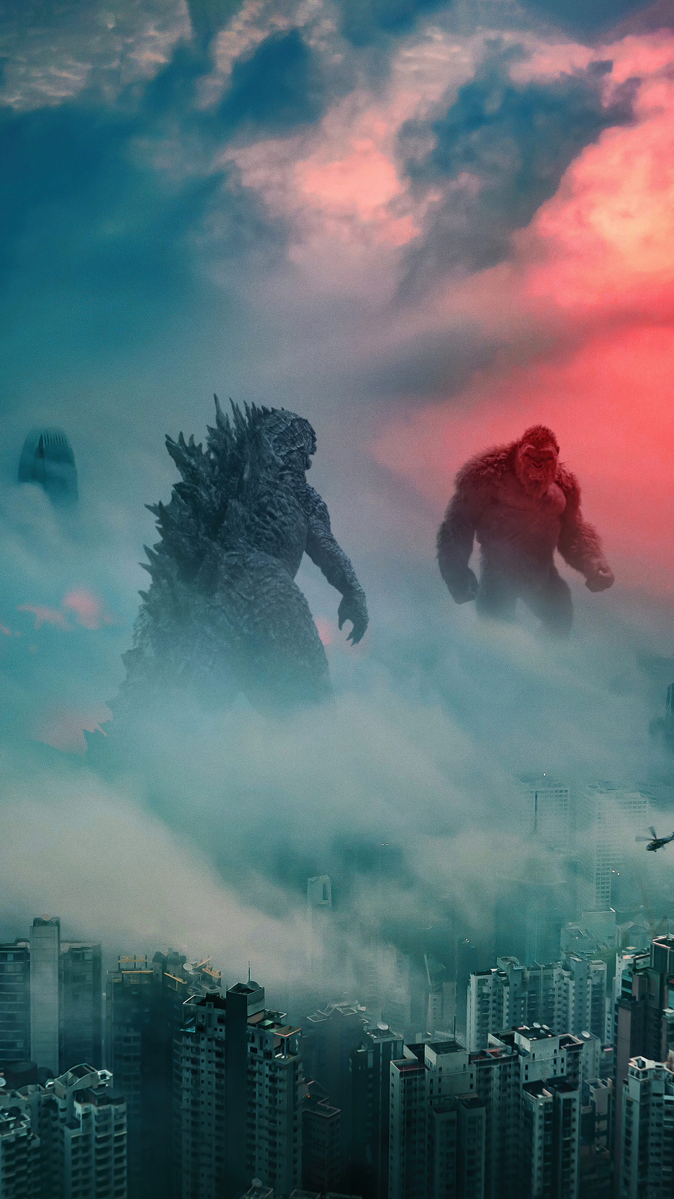Godzilla: Kong, The third incarnation of Gojira to be created by an American studio. 2160x3840 4K Background.