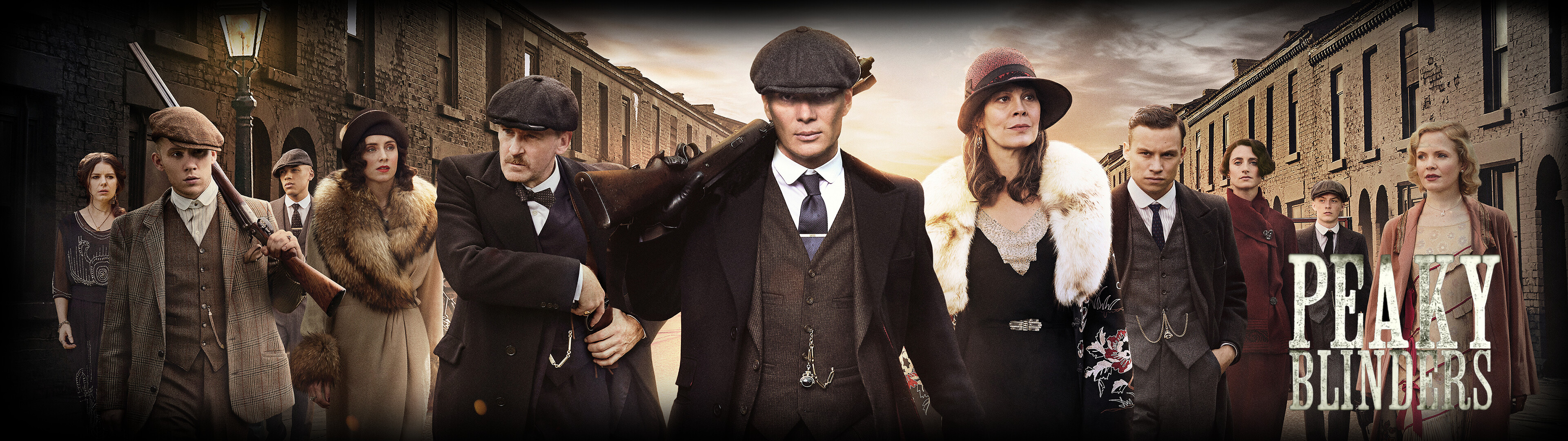 Peaky Blinders: Shelby family, a small and wealthy family of Irish-Traveller descent. 3840x1080 Dual Screen Background.