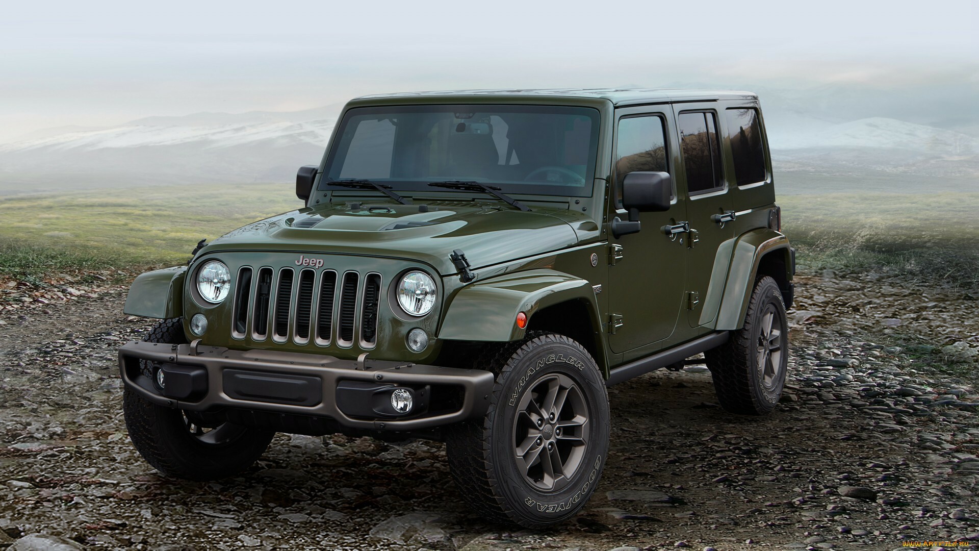 Jeep Wrangler: The JK generation was unveiled at the 2006 North American International Auto Show in Detroit. 1920x1080 Full HD Background.