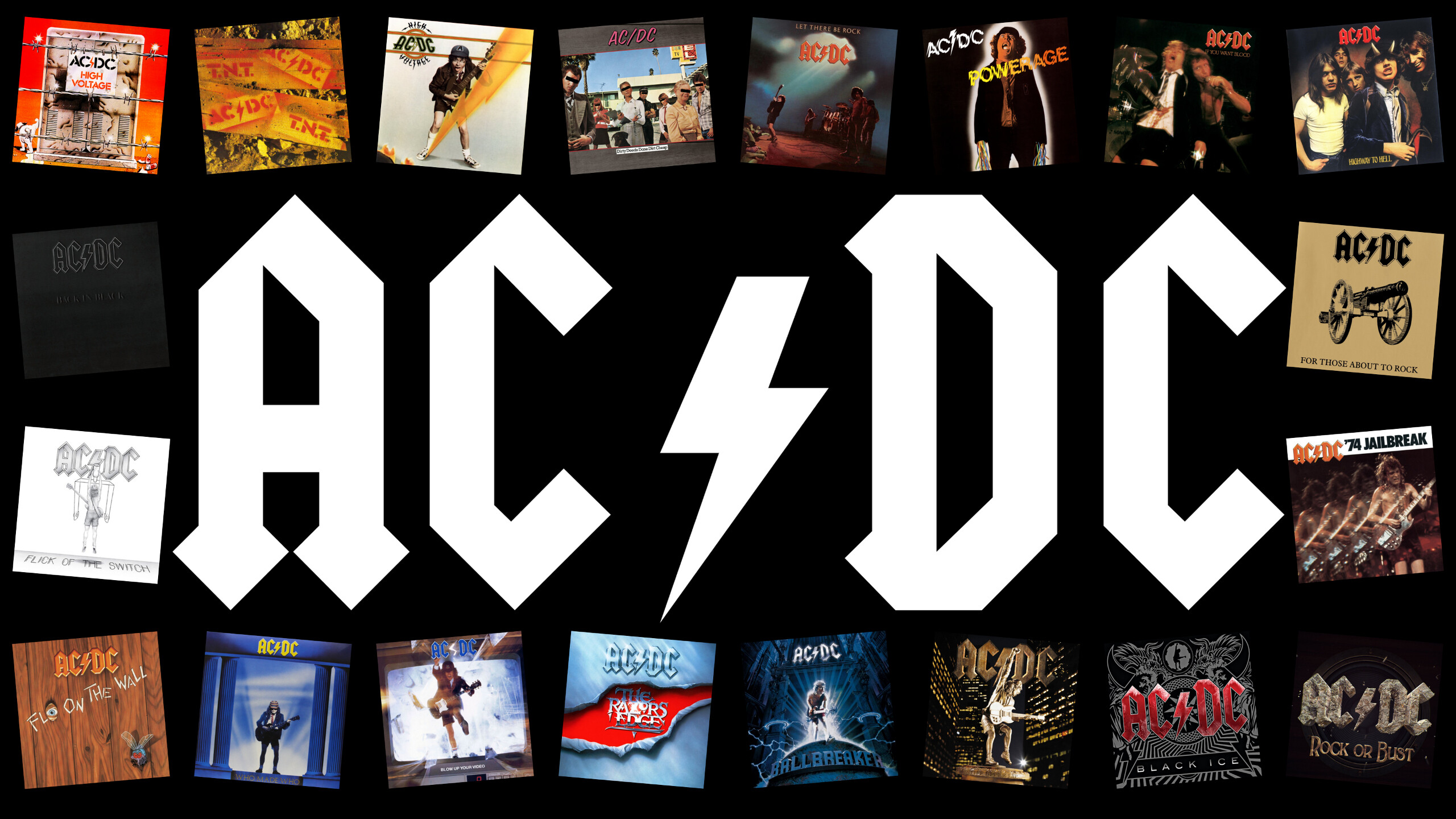 AC/DC albums, HD wallpaper, Band discography, Rock music legends, 2560x1440 HD Desktop