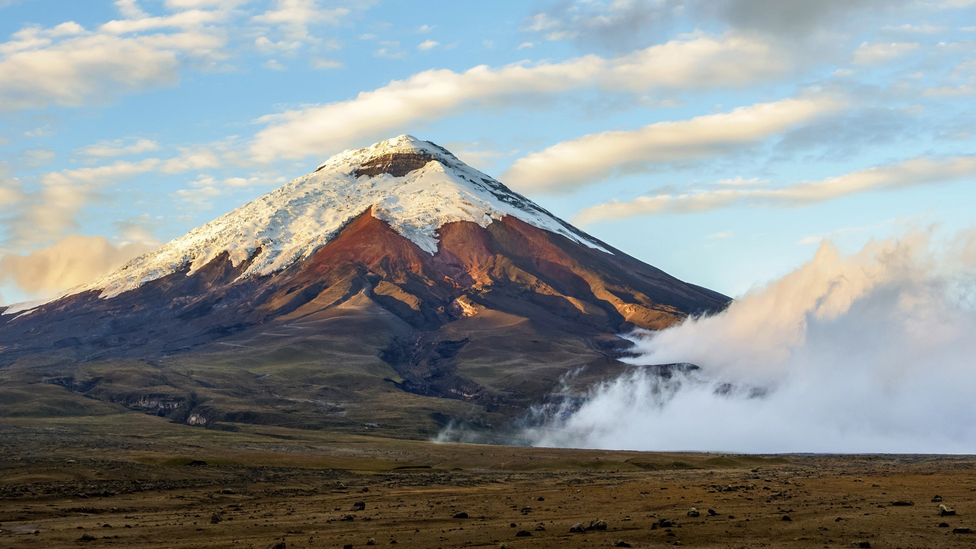 Cotopaxi volcano, Spectacular sunrise, National park, Ecuadorian province, 1920x1080 Full HD Desktop