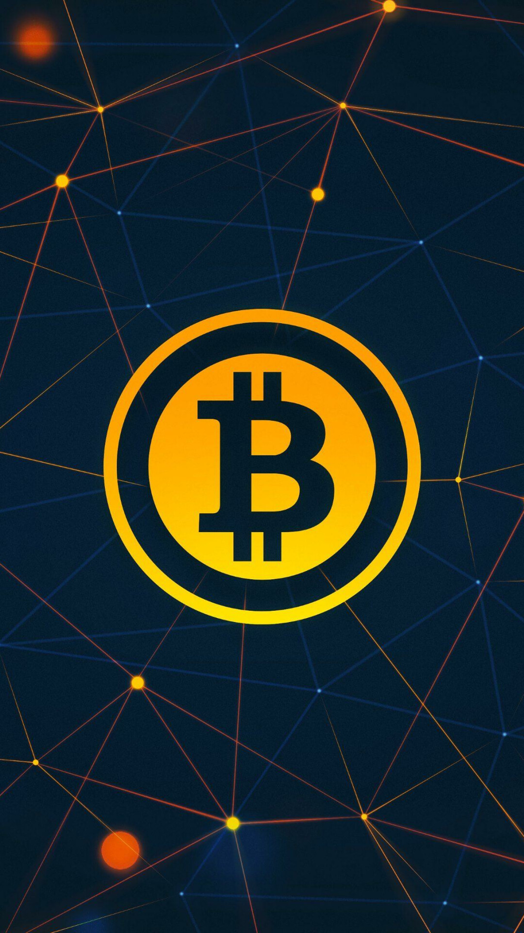 Bitcoin: The first cryptocurrency, Blockchain, Coin. 1080x1920 Full HD Background.