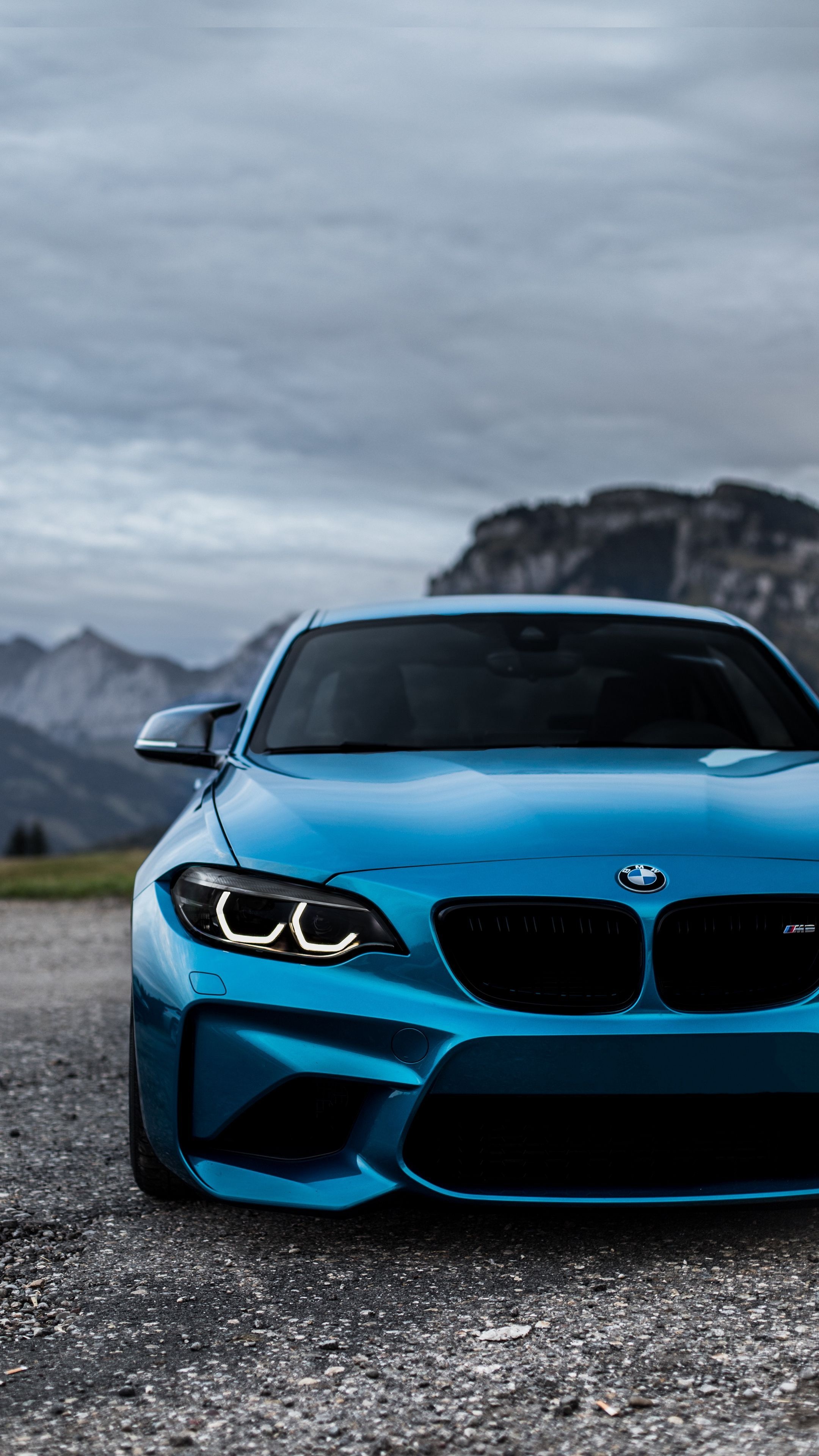 BMW M2, BMW Front view, Blue Headlights, 2160x3840 4K Handy